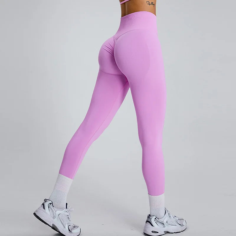 Seamless Fitness Women's Sport Leggings High Waist Elastic Solid Yoga Leggings Gym Jogging Quick Dry Push Up Slim Pants Female