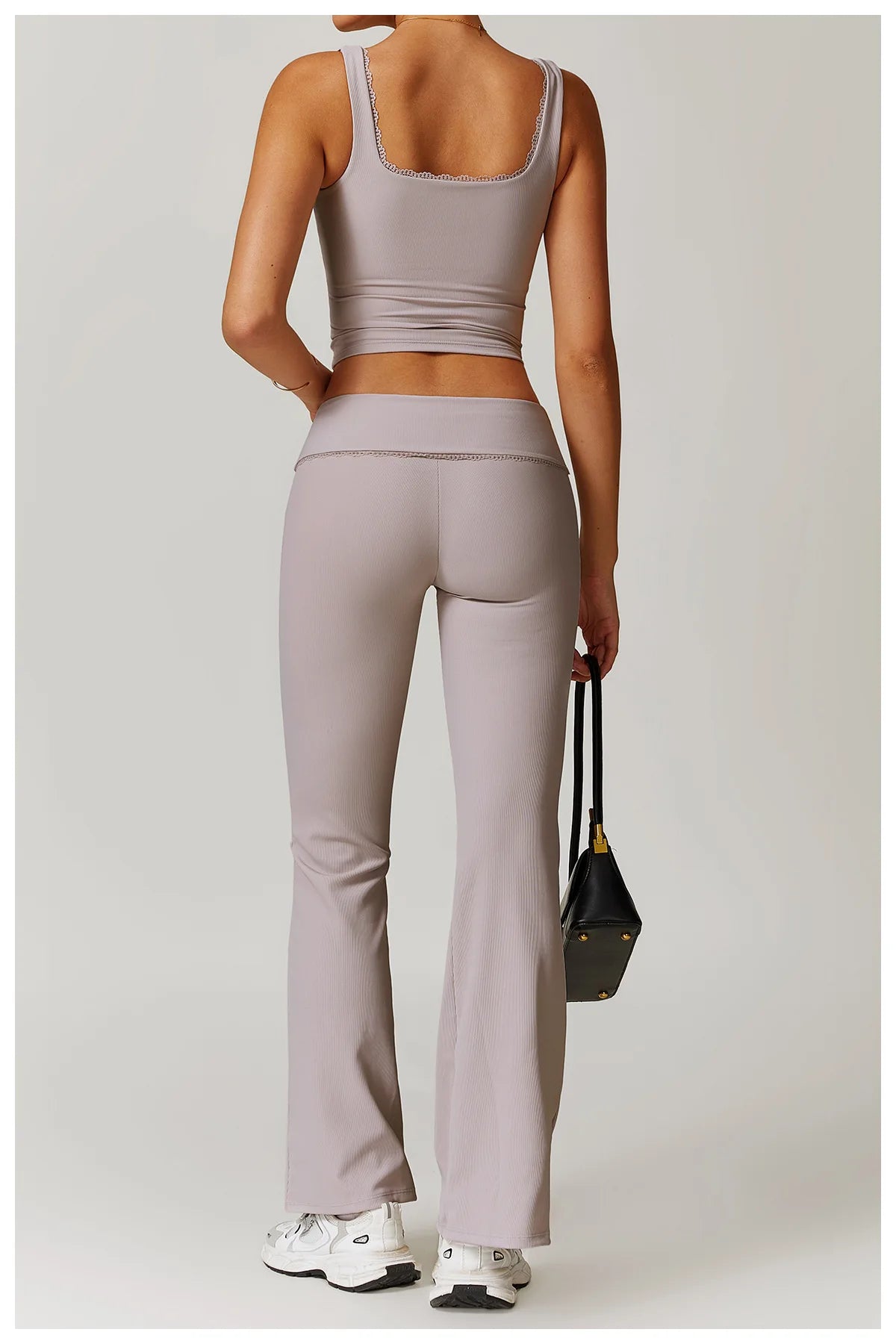 Women Flare Leggings High Waist Wide Leg Yoga Pants Lace Fitness Workout Tights Gym Sports Trousers Casual Slimming Clothing