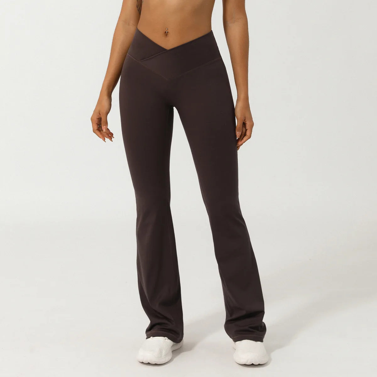 Women Yoga Bell-bottoms Tight Lifting High Waist Tights Cross Waist Sport Flared Pants Gym Running Breathable Fitness Leggings