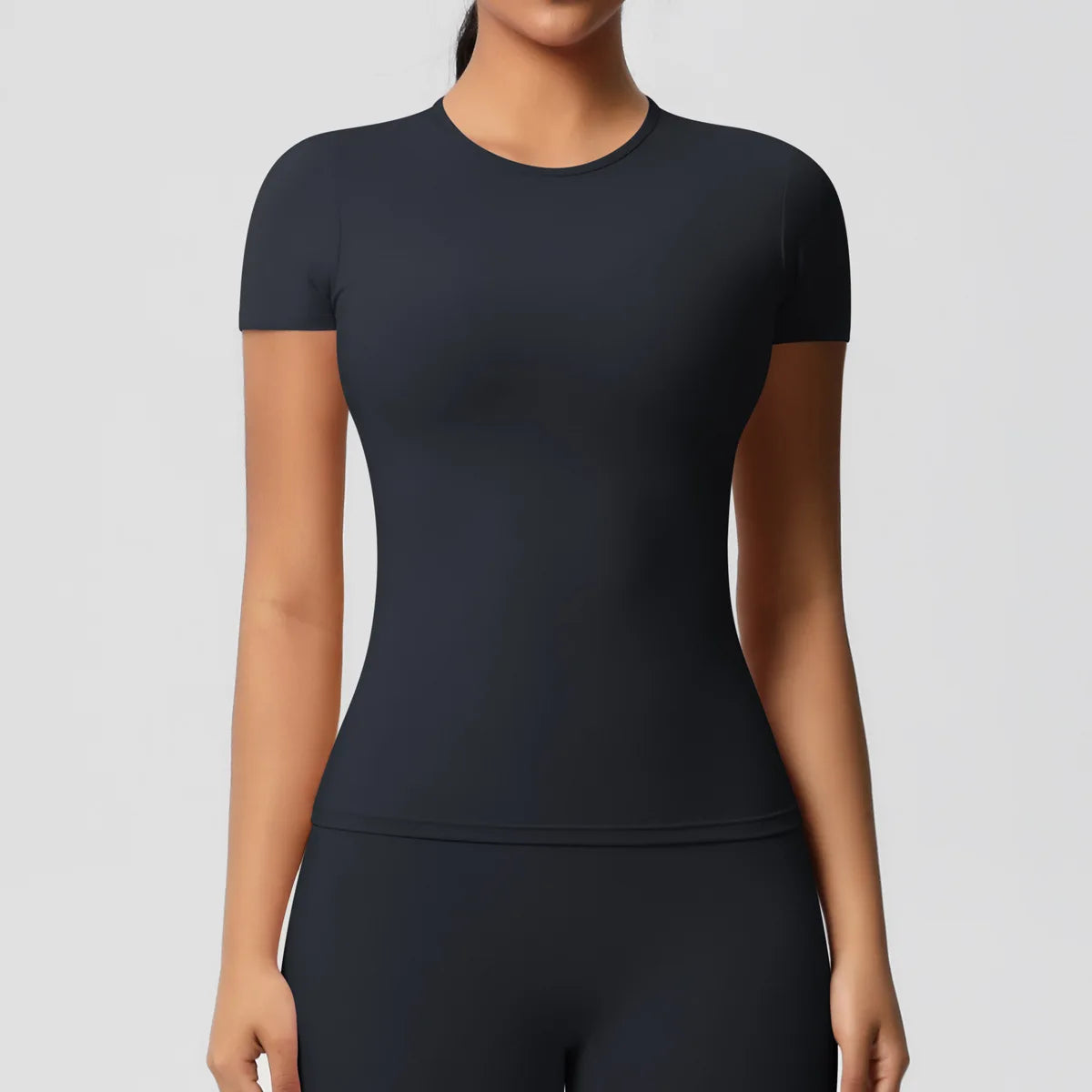 New Women Running Sports T Shirt Summer Short Sleeve Round Neck Breathable Stretchy Gym Yoga Slim Fitness Active Top Tee
