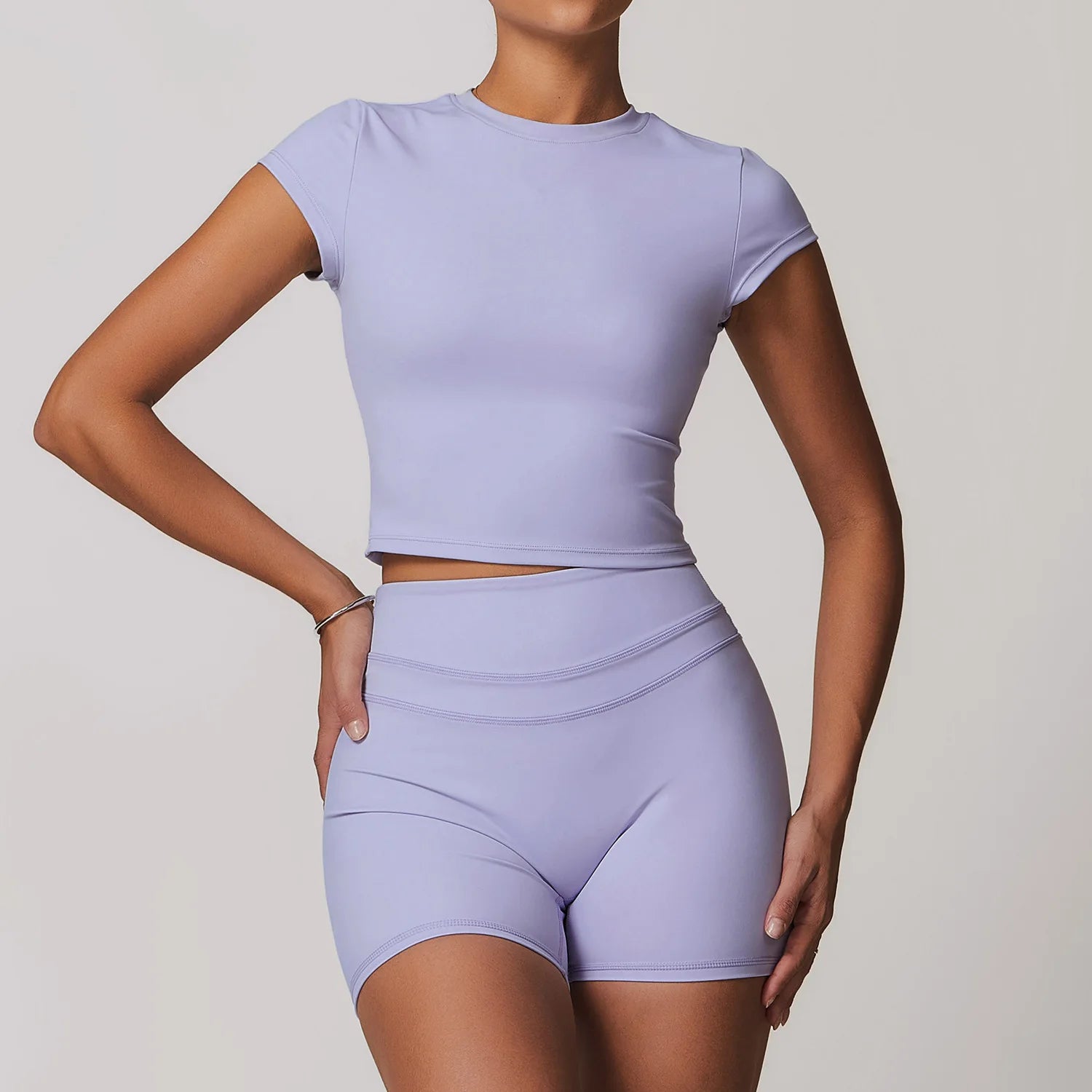 Yoga Suit 2PCS Sports Set Women Quick-Drying Gym Set Women Tracksuit Running Workout Short Sleeves Sports Yoga Clothing