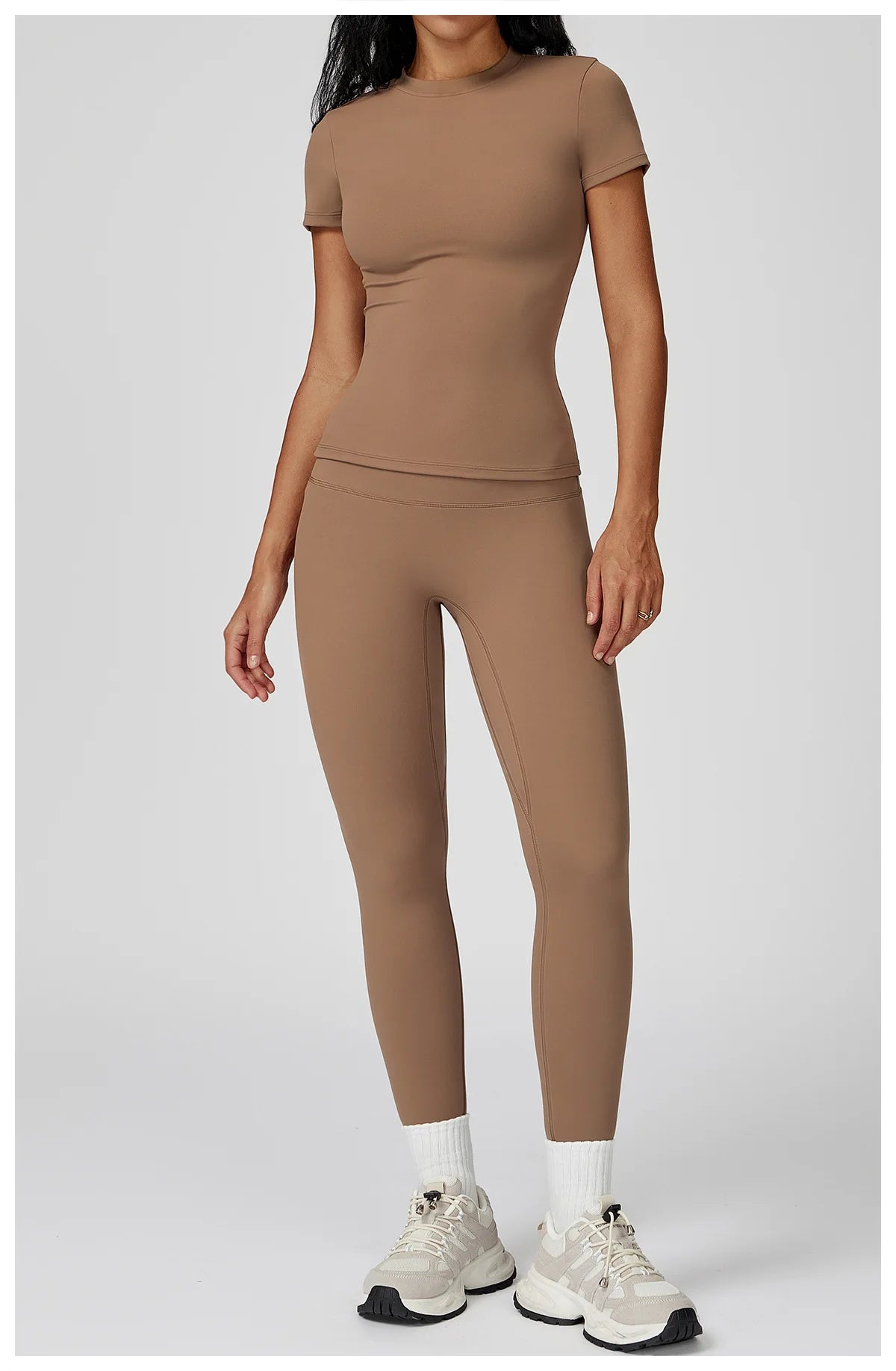 2PCS Yoga Set Sports Suit For Women Fitness Short Sleeve Tracksuits Sports Bra High Waist Leggings Gym Sports Clothes Sportswear