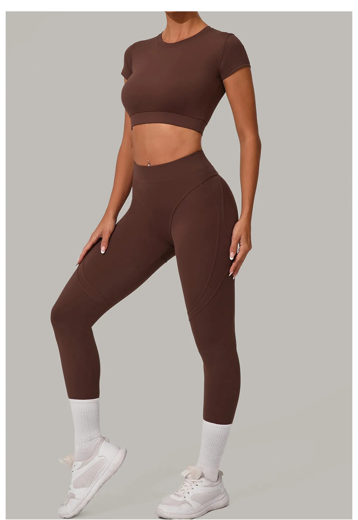 2PCS Yoga Set Gym Clothes Seamless Sportswear Yoga Suits Women Fitness Tracksuits Sports Short Sleeves Gym Leggings Sports Suits