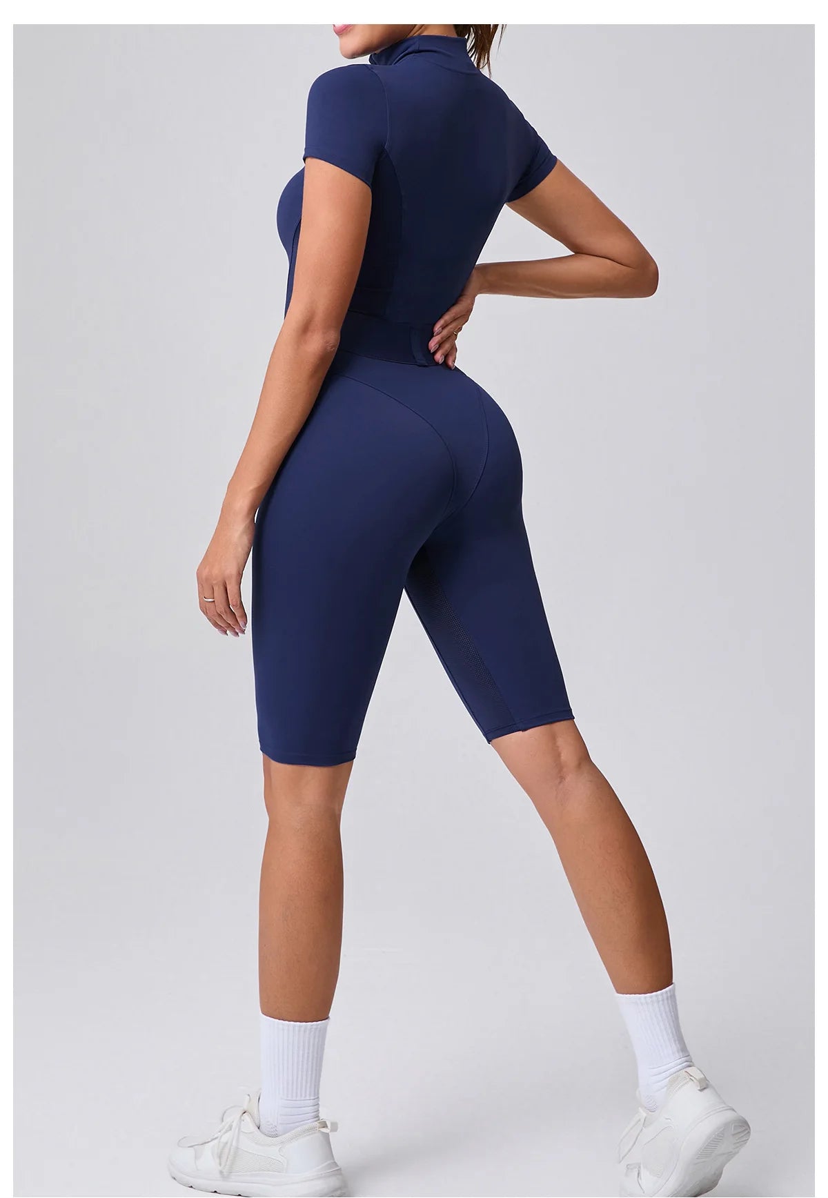 Women's Tracksuit Jumpsuits One-Piece Suit Zipper Short SleevesYoga Set Gym Push Up Workout Clothes Fitness Bodysuit Sportswear
