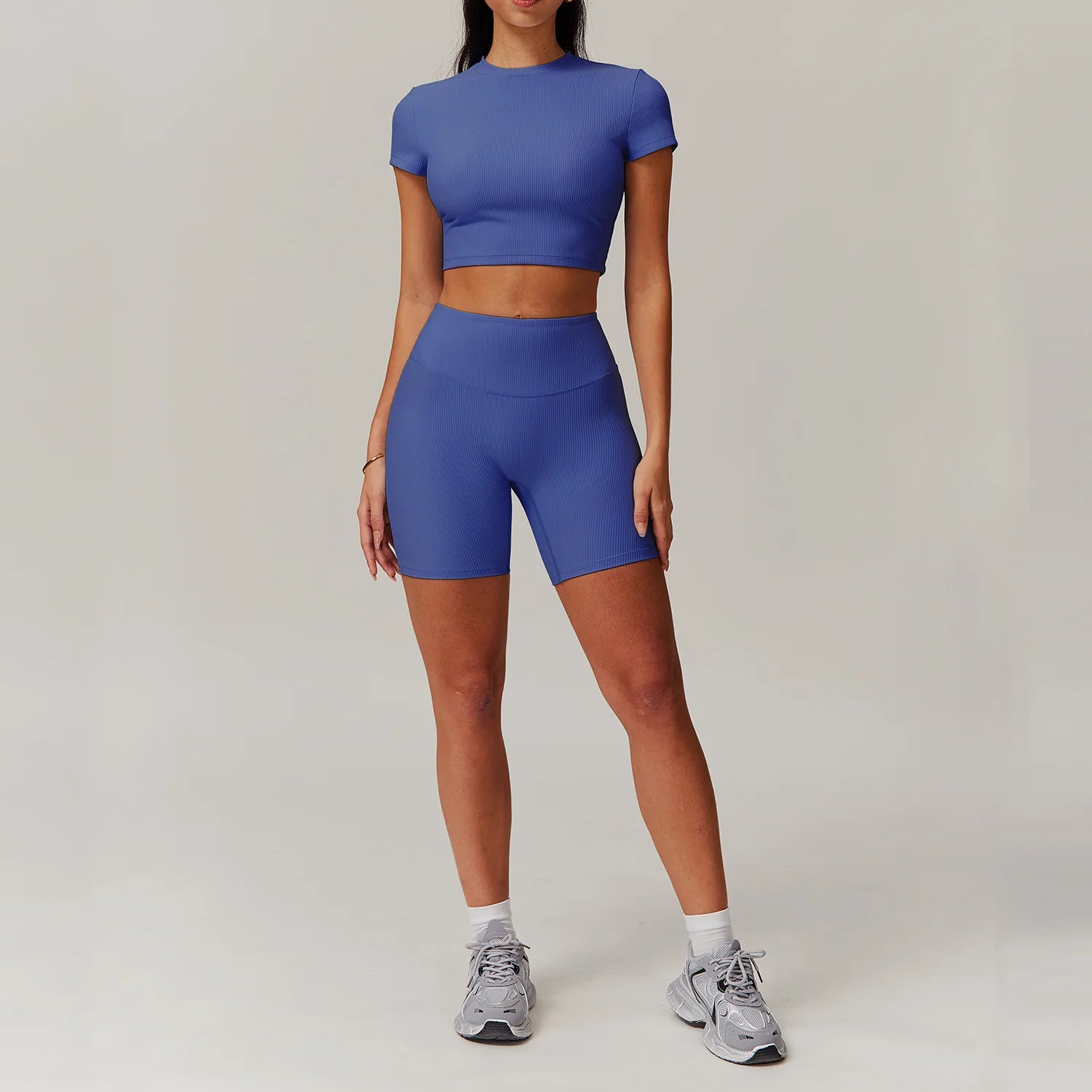 2 Pieces Yoga Suit Women Sports Set Ribbed Gym Set Women Tracksuit Running Workout Zipper Long Sleeve Sports Shirt Yoga Clothing