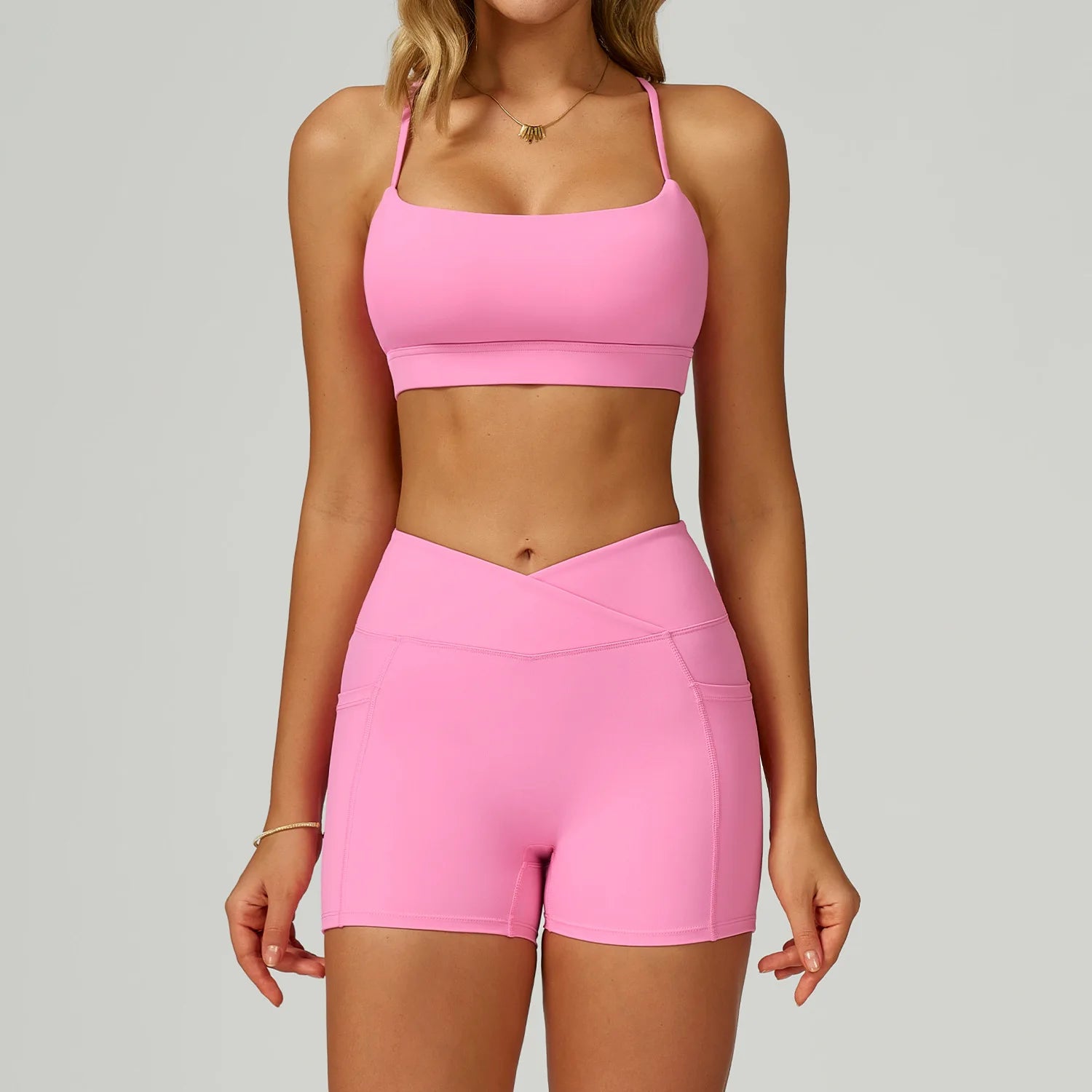 Yoga Suit 2PCS Women Tracksuit Sports Bra High Waist Leggings Shorts Outfit Gym Set Fitness Workout Clothes Push Up Sportswear
