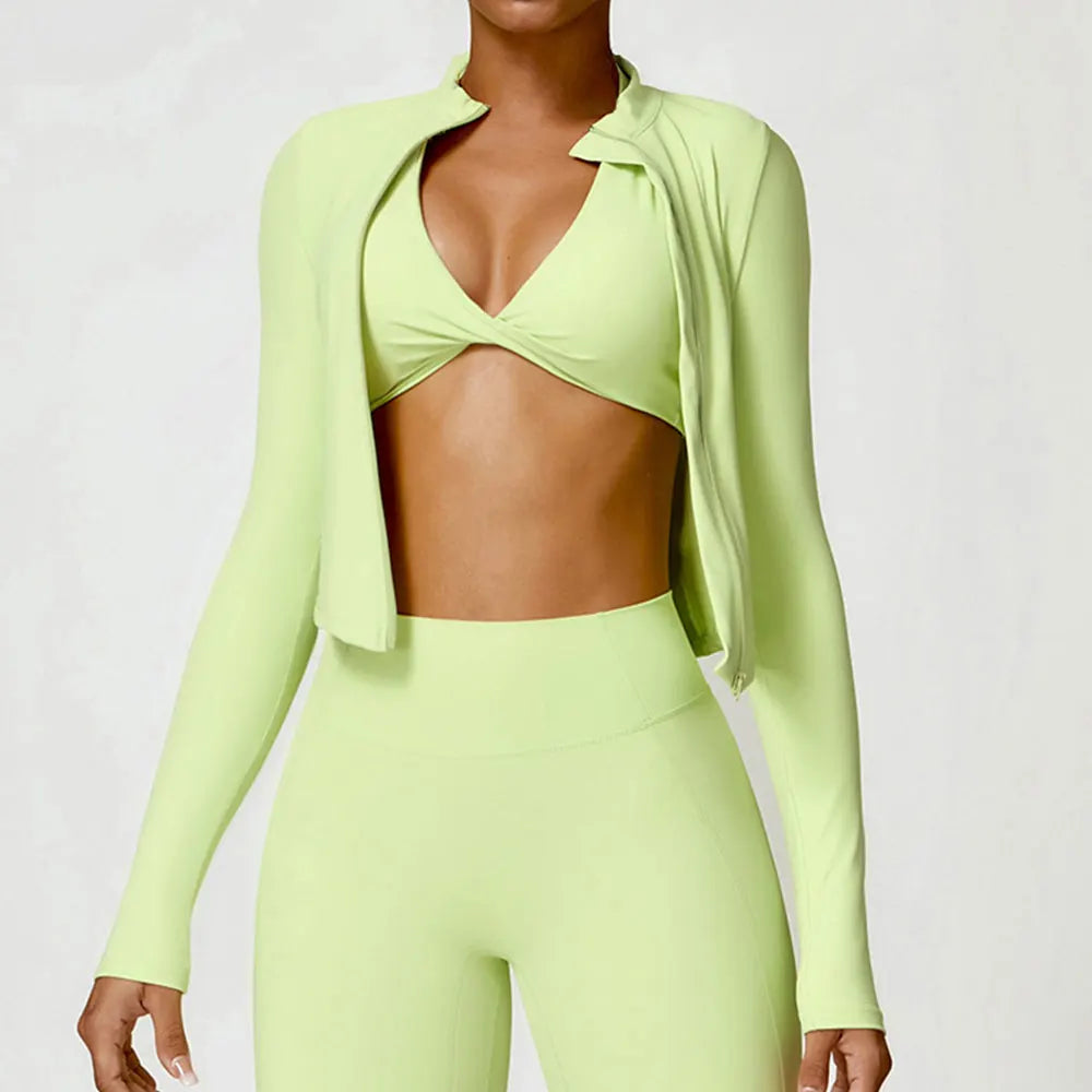 New Running Elasticity Yoga Jacket Zipper Slimming Top Coat Women's Sports Jacket Gym Workout Sports Long Sleeves Women Tights