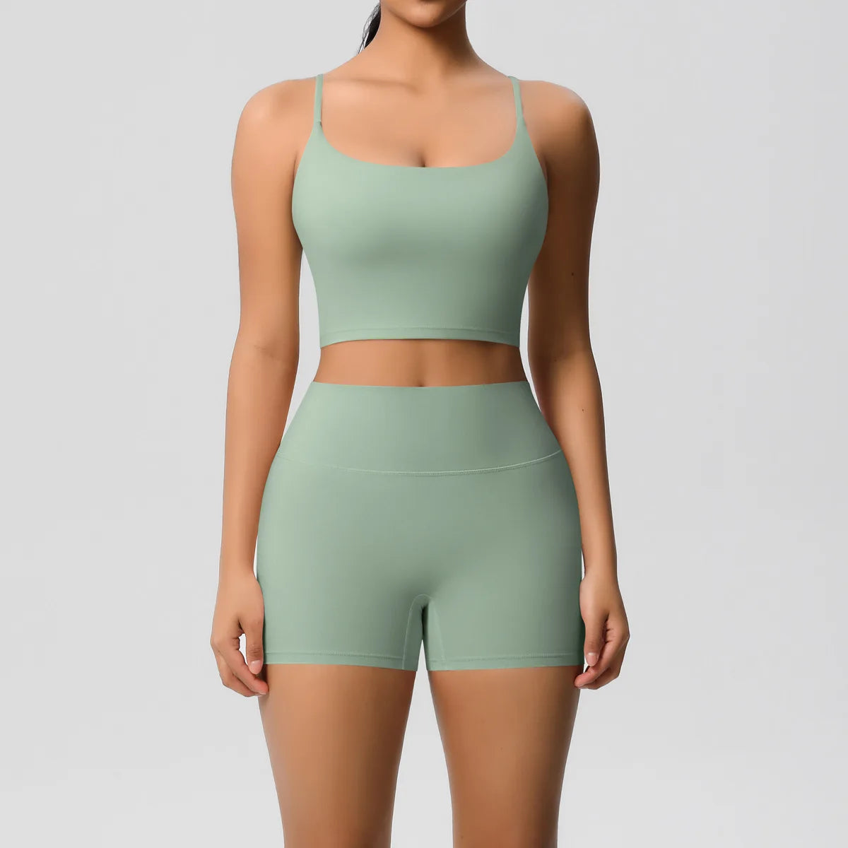 Yoga Sport Set Women Seamless Crop Top Bra Shorts Yoga Set Comfort Elastic Sportsuit Workout Outfit Fitness Gym Clothes