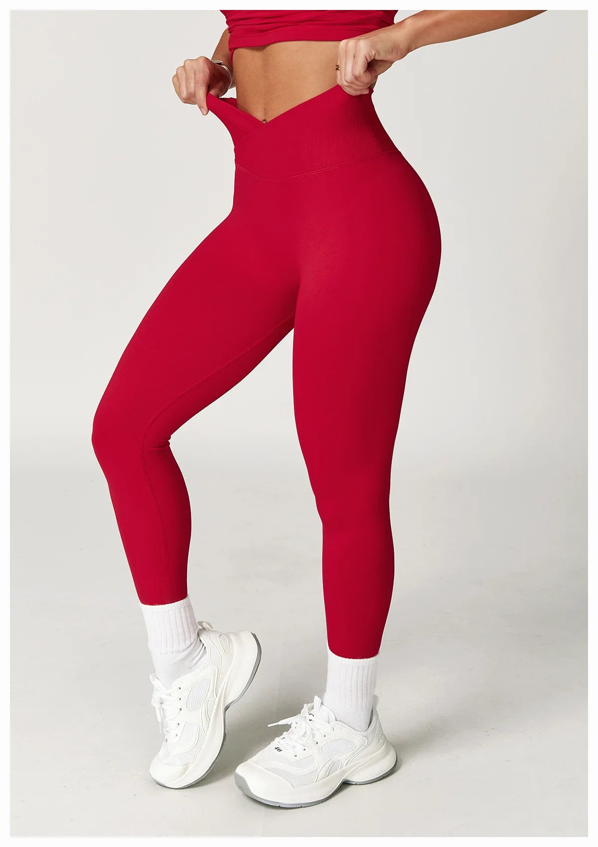 Seamless Yoga Leggings Women Fitness Leggings Running Cycling Pants Cross Waist Head Sports Legging High Waist Workout Gym Tight
