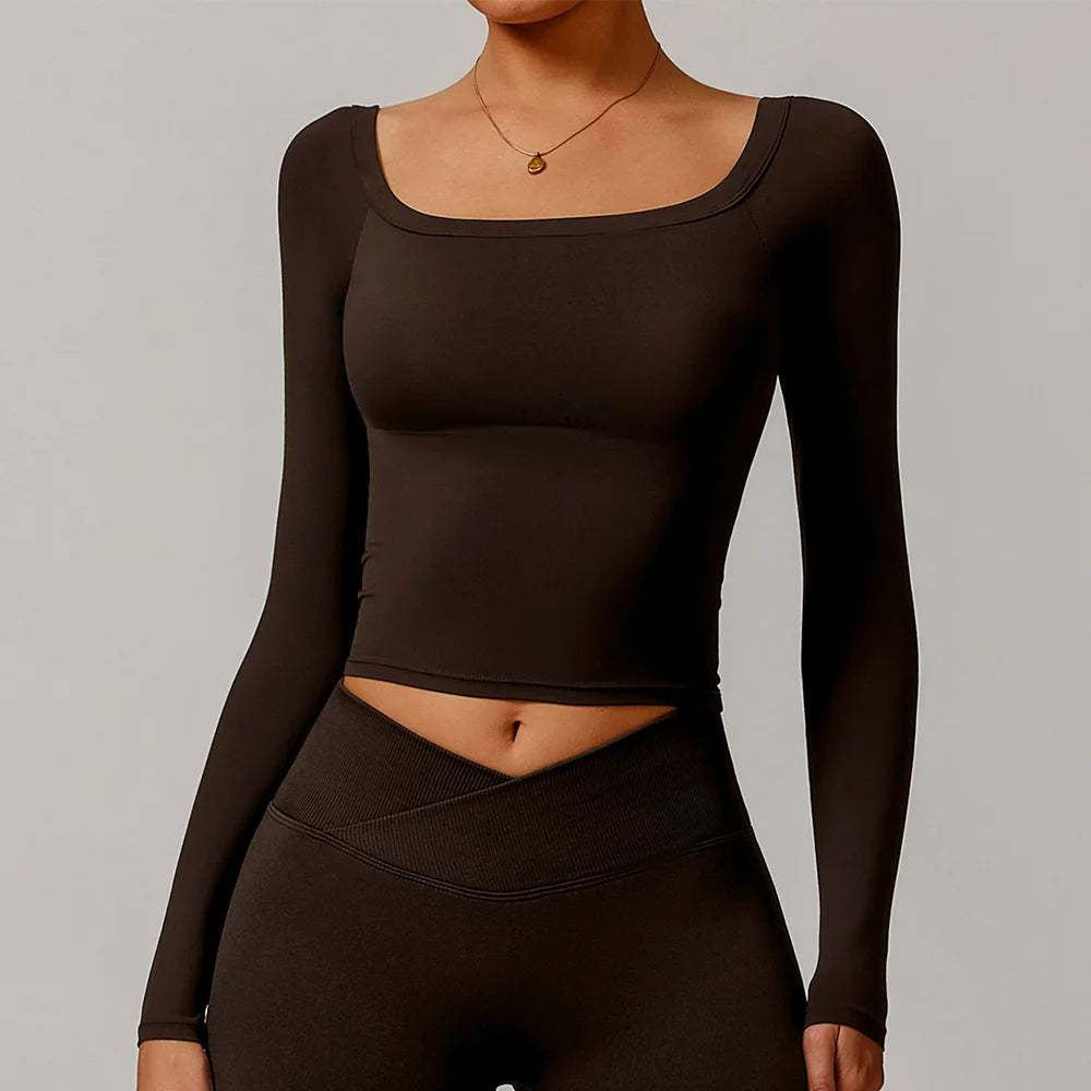 Sexy Yoga Shirts For Women Long Sleeve Fitness Running Push Up Gym Clothes Workout Dry Fit Breathable High Elastic Sports Top