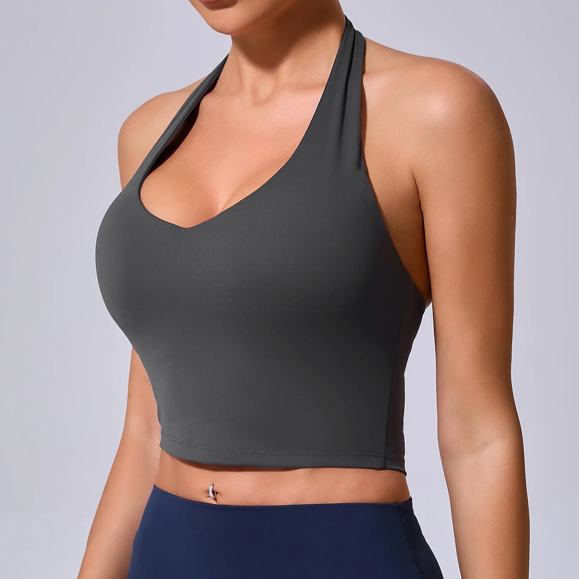 Women Hanging Neck Yoga Sports Bra Breathable Shock Proof Gym Workout Fitness Push Up Top Yoga Running Sportswear Vest Bra