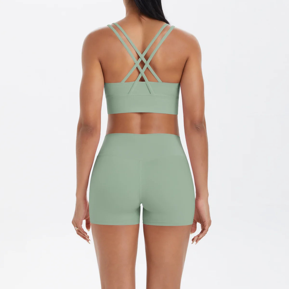 Yoga Sport Set Women Seamless Crop Top Bra Shorts Yoga Set Comfort Elastic Sportsuit Workout Outfit Fitness Gym Clothes