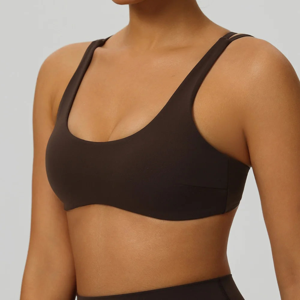 Women Tops Back Cross Strap Tank Top Push Up Underwear Running Sports Bra Breathable Soft Fitness Beauty Solid Color Yoga Bra