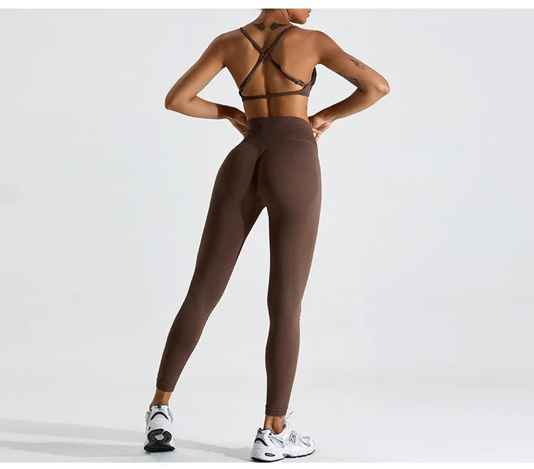 Seamless Soft Cross Back Women Sports Underwear Fitness Bra Tights Yoga Vest High Strength Shockproof Gym Sports Top Push Up Bra