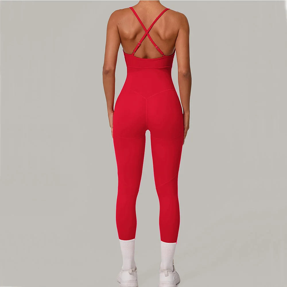 Women's Tracksuit Jumpsuits One-Piece Suit Sleeveless Yoga Set Gym Push Up Workout Clothes Fitness Bodysuit Sportswear Rompers
