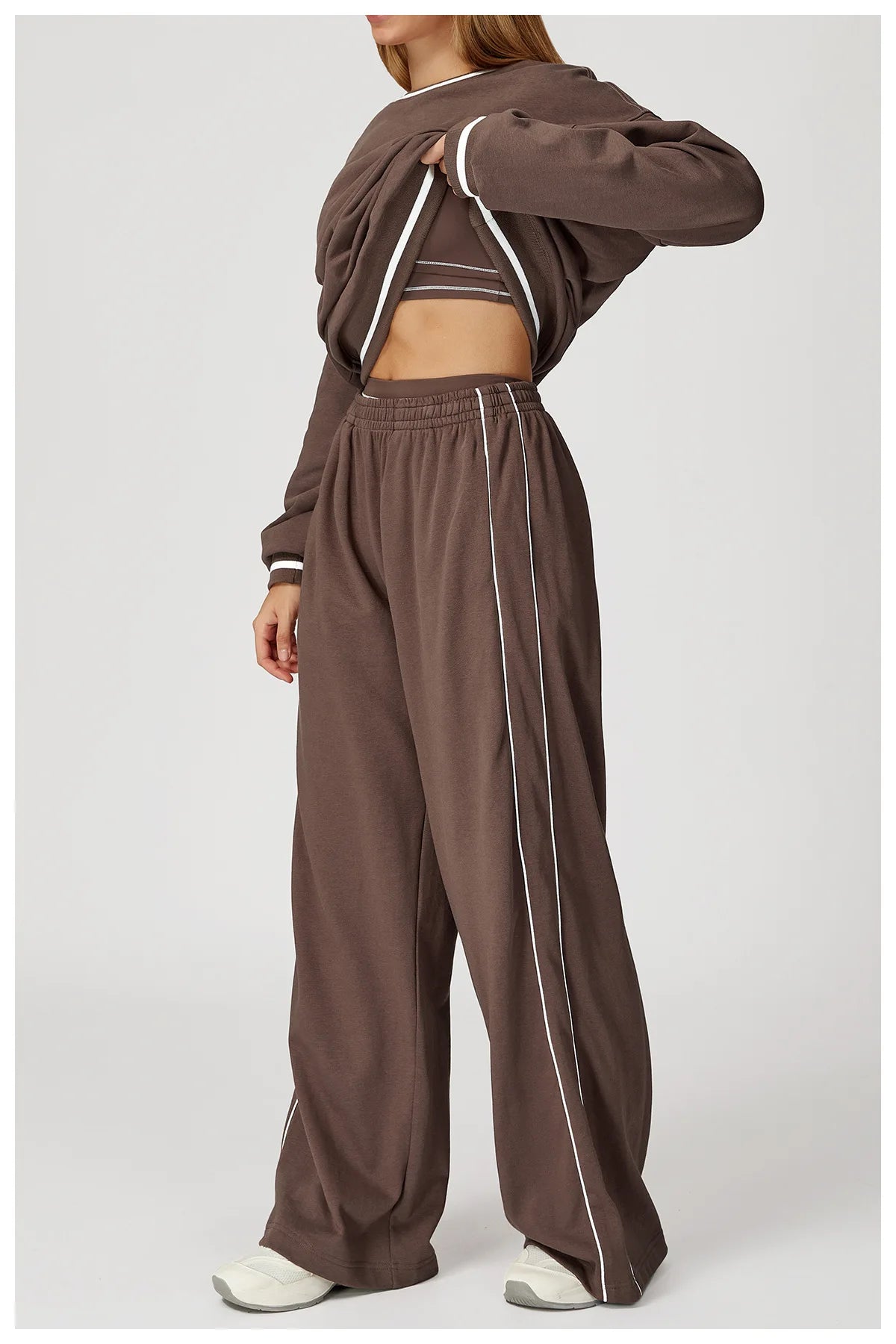 Color Blocking Sports Sweatpants Women Yoga Pants Loose High Waisted Straight Leg Sweatpants With Pockets Outdoor Fitness Pants