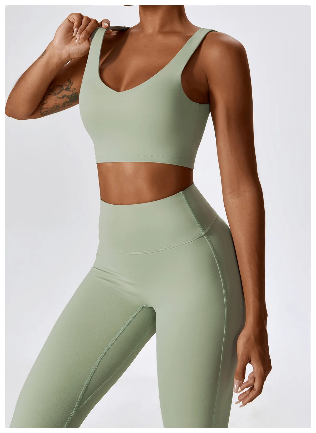 Women Tracksuit Gym Yoga Suit 2PCS Tight Fitting Sports Set Workout Breathable T Shirts Bra Tank Top Loose Bell-bottoms Leggings