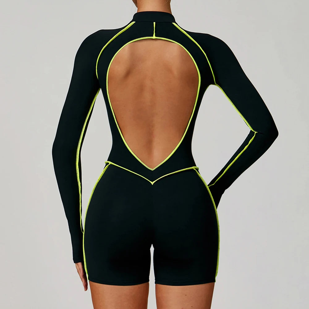 Zipper Rompers Women's Gym Jumpsuit Fitness Suit Short Sets Sports Overalls for Woman Tracksuit Yoga Clothing Workout Sportswear
