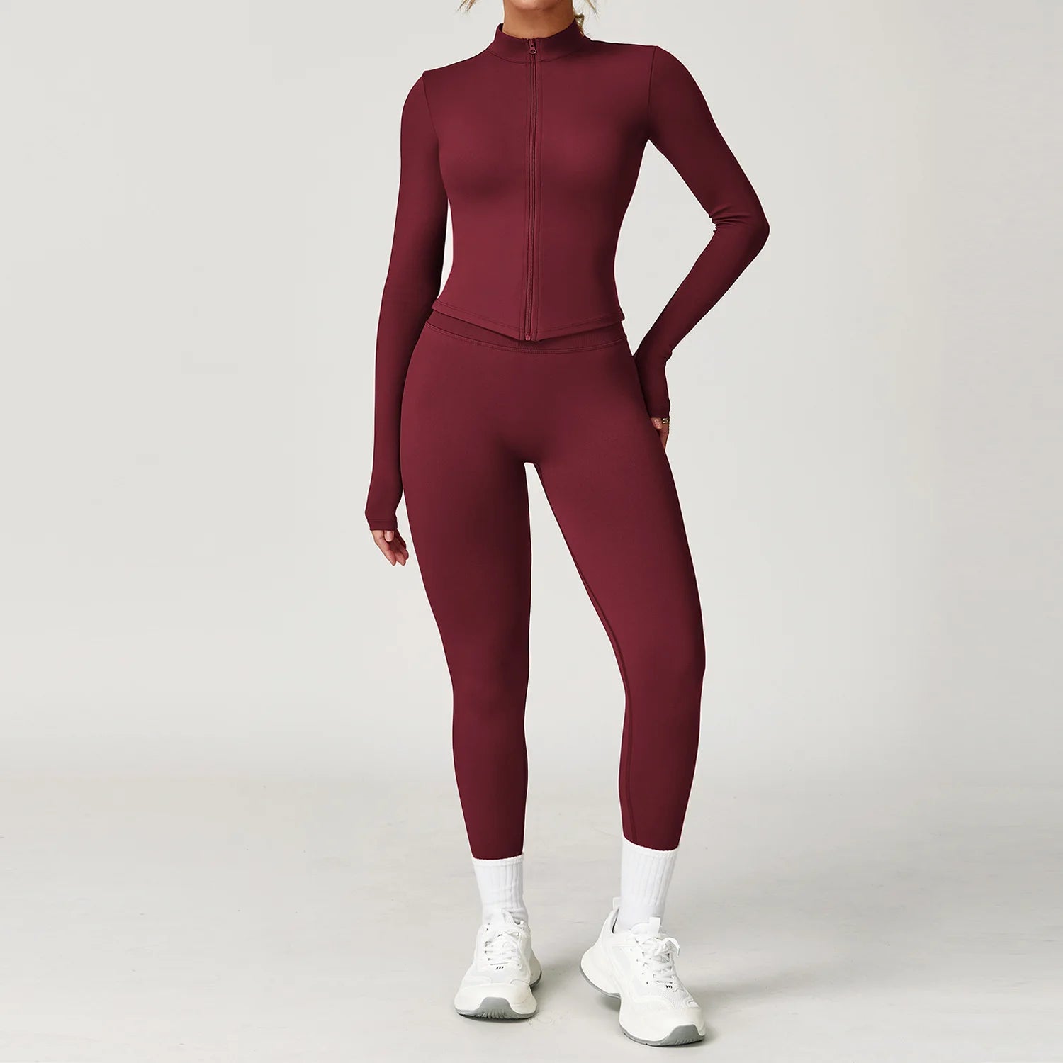 2PCS Yoga Suit Sports Set Women Gym Set Women Tracksuit Running Workout Long Sleeve Sports Shirt Yoga Clothing Seamless Leggings