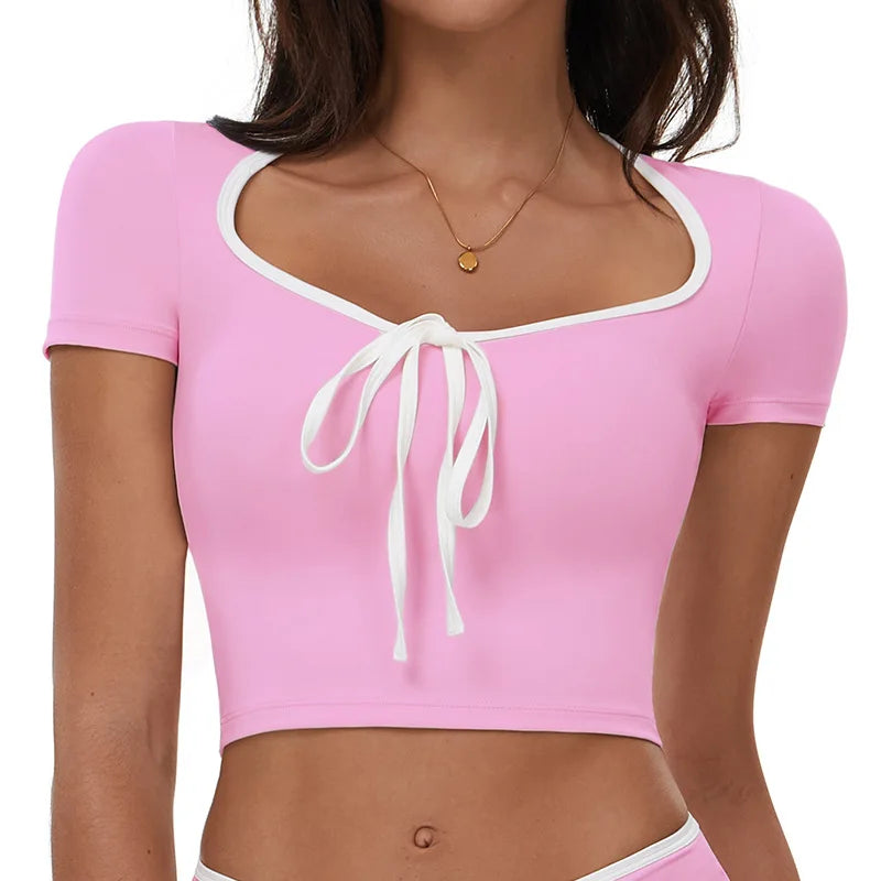 Sports T-shirt Women's Tight Fitting Quick Drying Short Sleeved Yoga T-shirt Pilates Running Exercise Fitness Short Sleeved