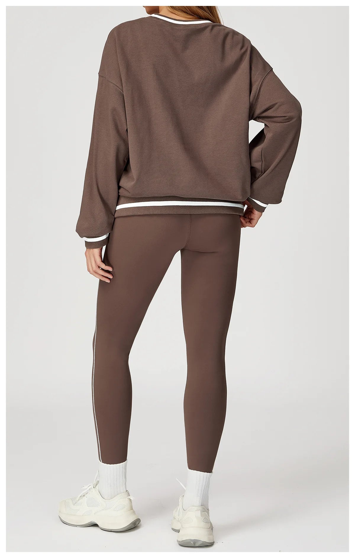 New Color Blocking Hoodie for Women Long Sleeved Loose Round Neck Top Fashionable Hoodie Outdoor Casual Running Sports Top