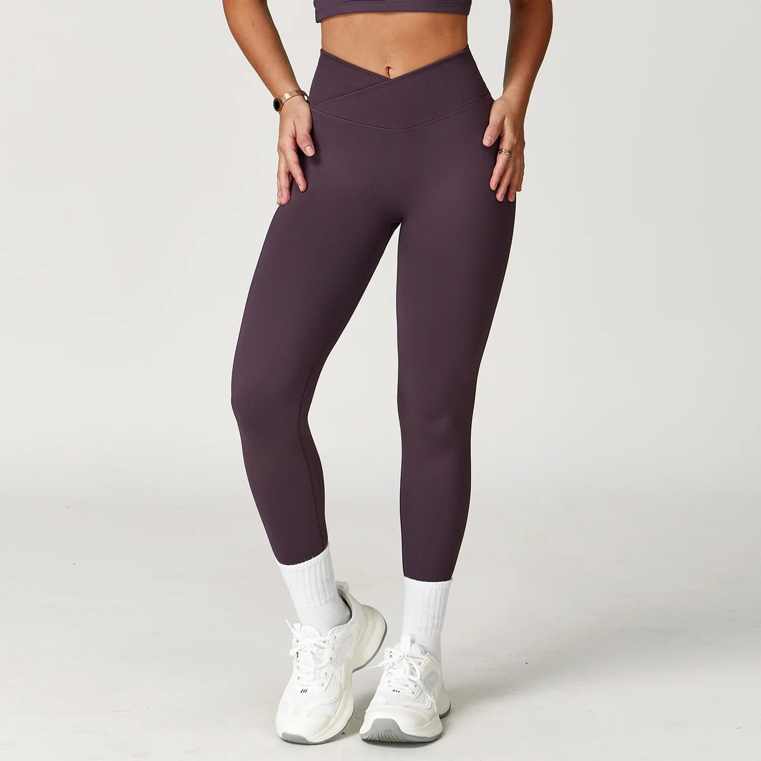 Seamless Yoga Leggings Women Fitness Leggings Running Cycling Pants Cross Waist Head Sports Legging High Waist Workout Gym Tight