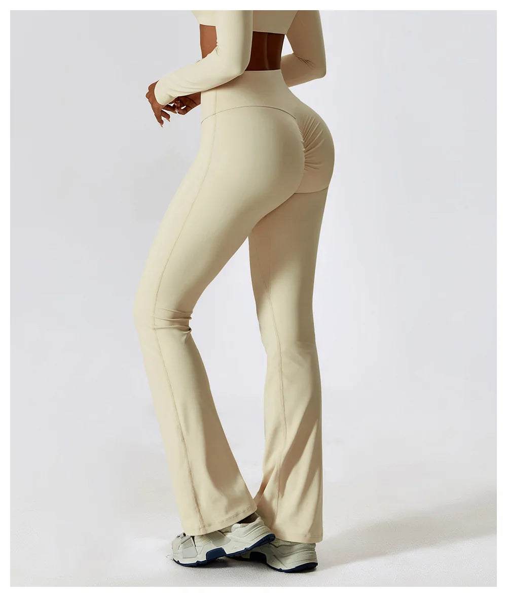 Flare Leggings Yoga Pants Women High Waist Wide Leg Pant Women Gym Workout Fitness Sports Tight Flared Pant Latin Dance Trousers