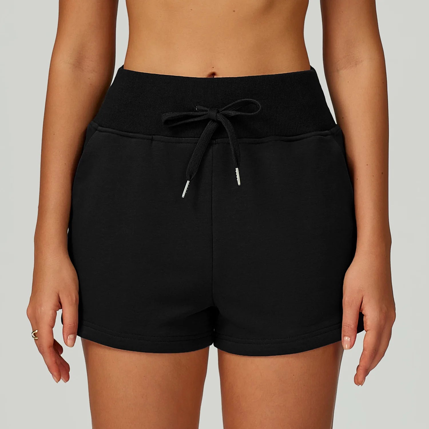 Winter High Waisted Sports Shorts Women's Pocket Drawstring Yoga Shorts Outdoor Sports Shorts Casual Versatile Running Shorts