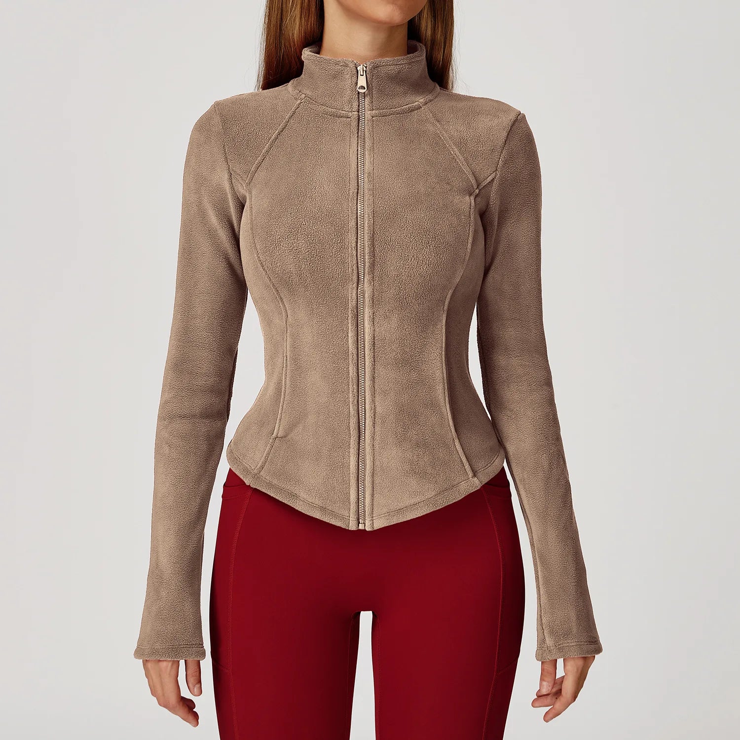 Winter Fleece Jacket for Women Yoga Long Sleeved Lamb Fleece Jacket Fleece Outdoor Top Thickened Warm Jacket for Women Top