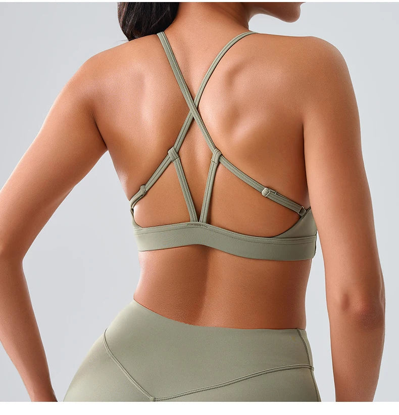 Women Impact Sports Bra Halter Top High Support Push Up Clothes Running Tops Open Back Gym Wear Fitness Yoga Workout Underwear