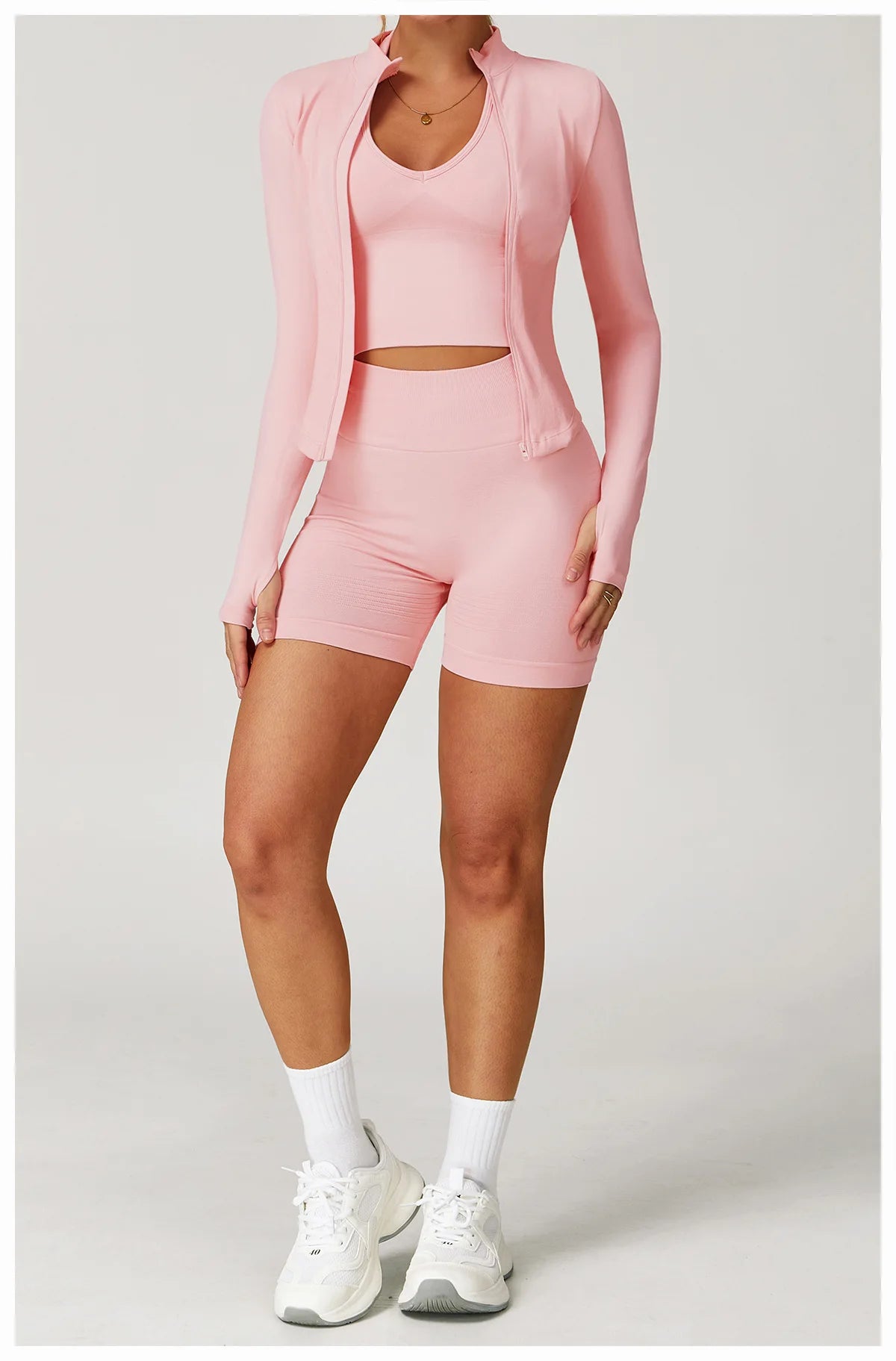 Ribbed Yoga Tops Women's Yoga Long Sleeved Standing Collar Sports Jacket Running Training Fitness Top Gym Workout Running Shirt