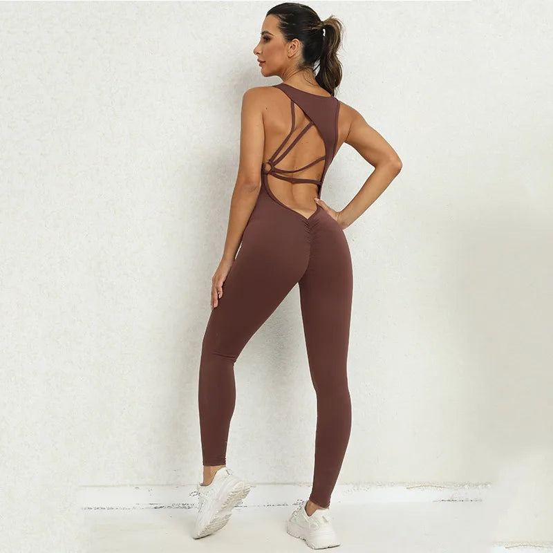 Backless Yoga Jumpsuits Sports Fitness One-Piece Yoga Sleeveless Workout Clothes Running Sportswear Tight Training Tracksuits