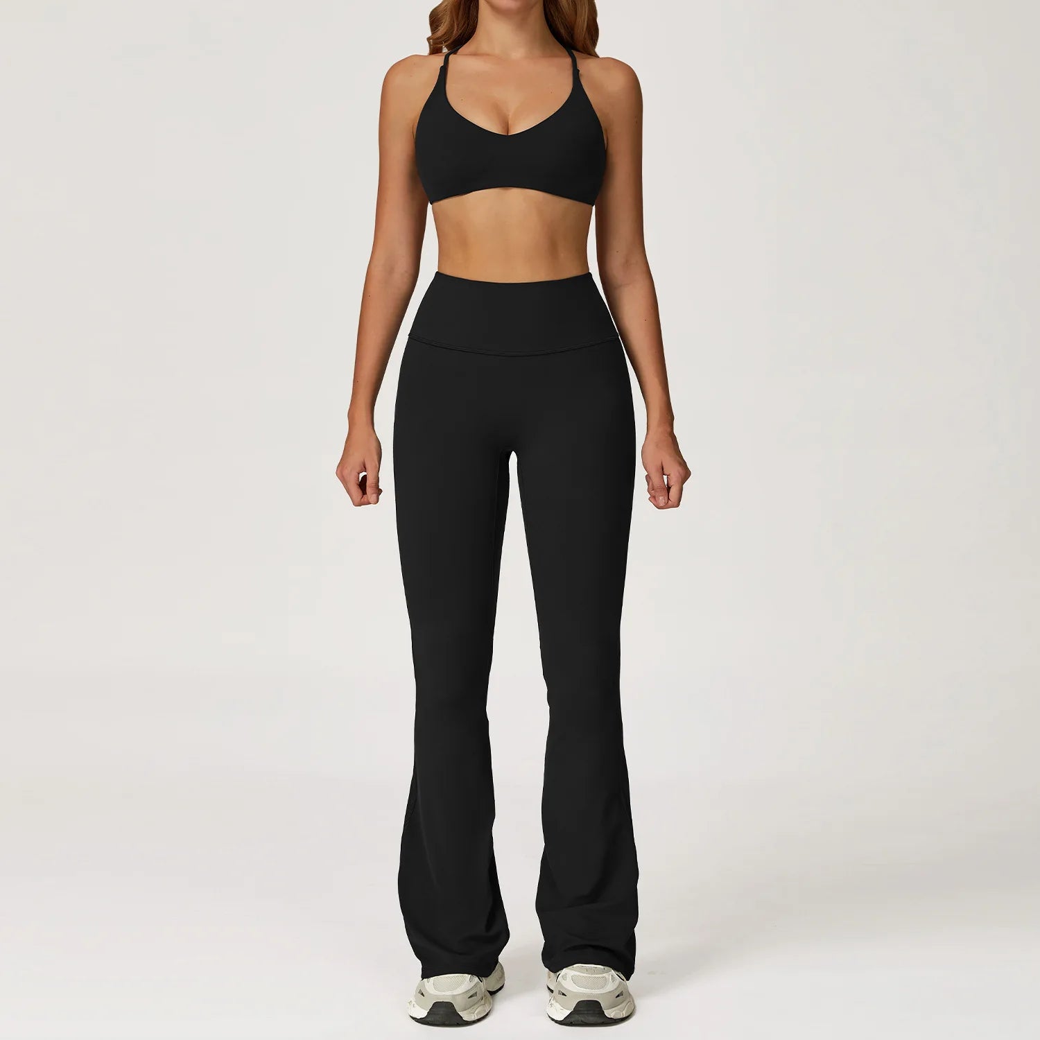 Women Yoga Set 2PCS Sportswear Push Up Workout Clothes Athletic Wear Gym Legging Fitness Bra Crop Top Long Sleeve Sports Suits