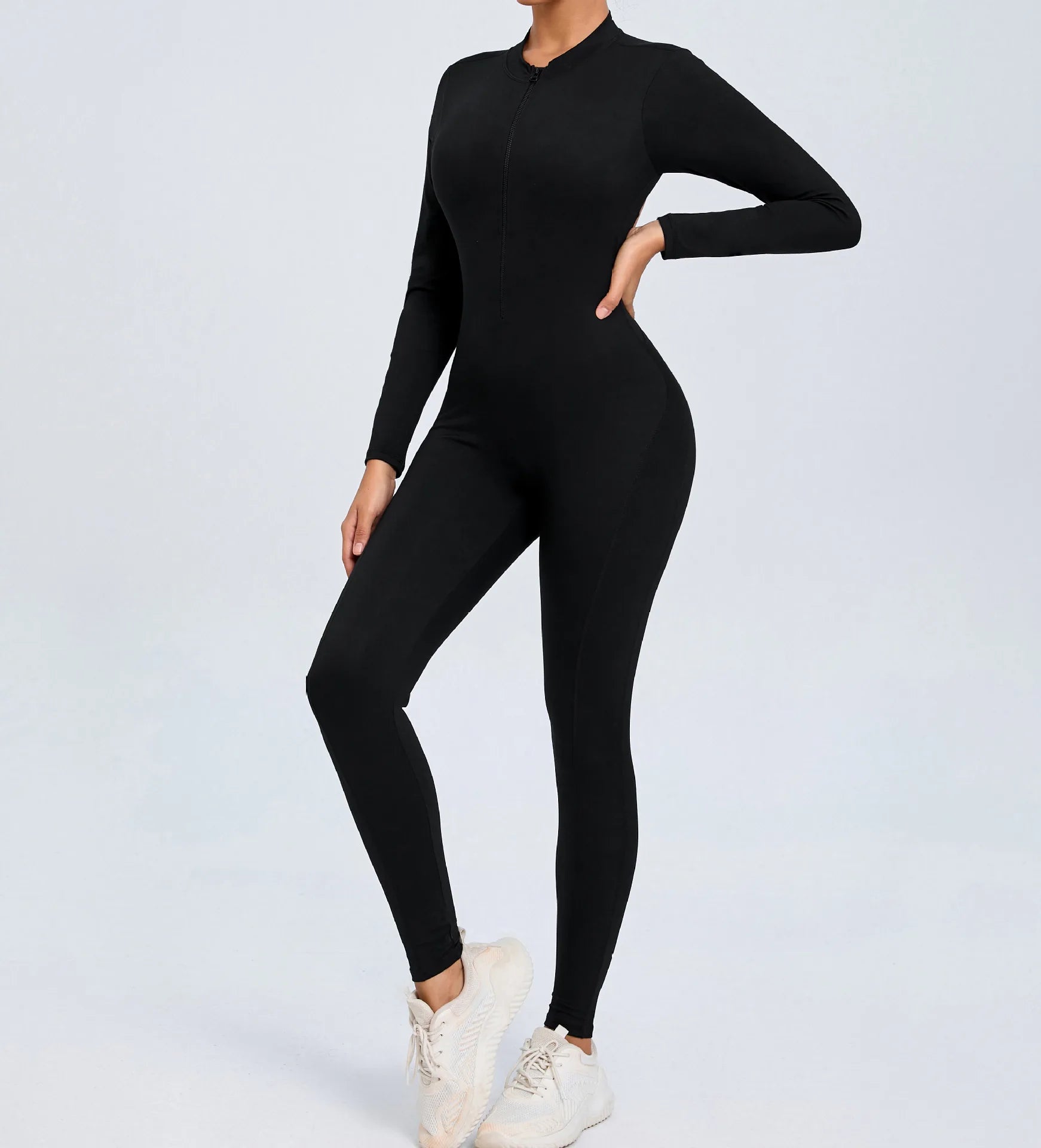 Backless Rompers Yoga Long Sleeved Women's Sportswear Gym Zipper Jumpsuits Workout Bodysuit Fitness One-piece Skin-tight Garment