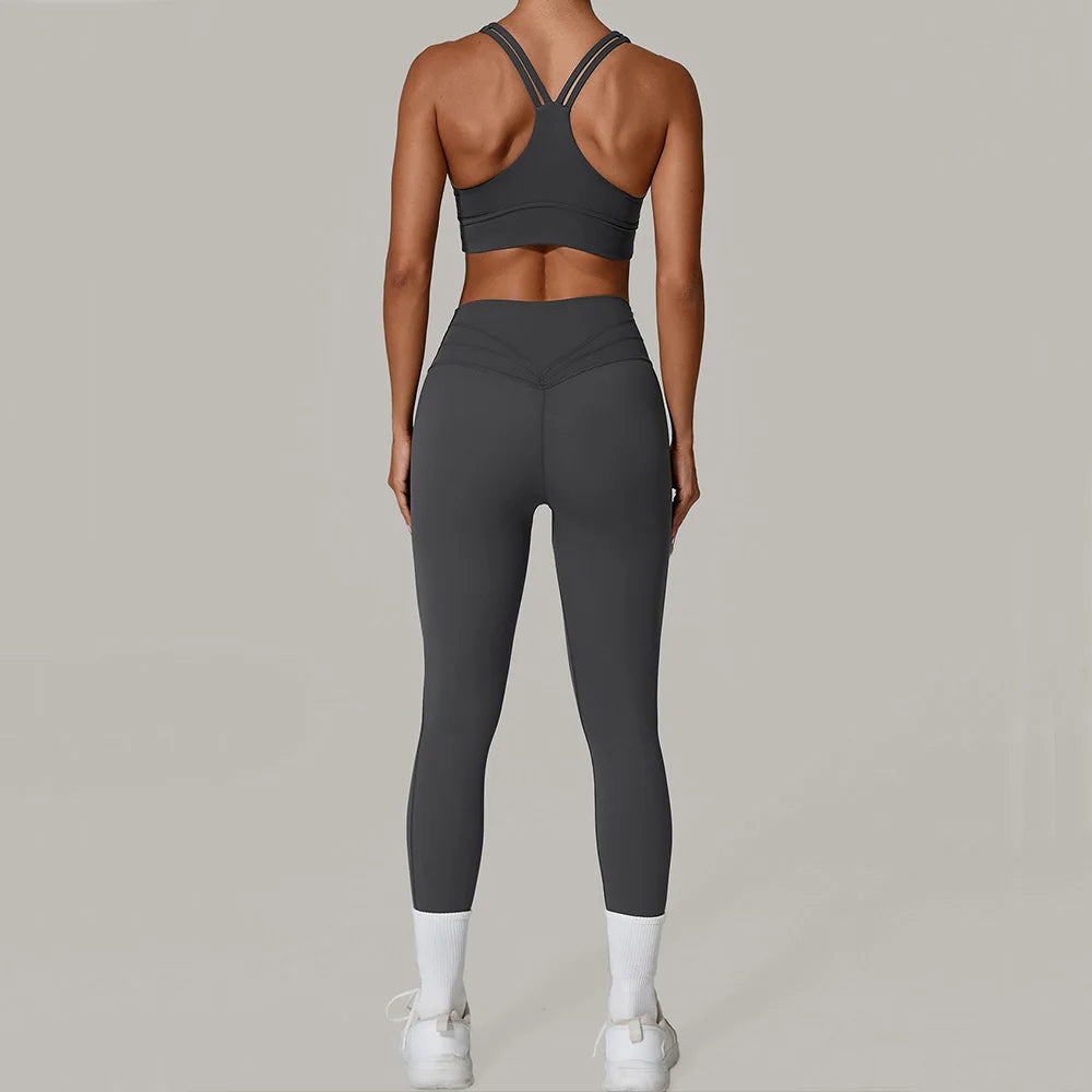 Women's Tracksuit Fitness Suit Yoga Sets Sportswear Workout Outfits Sports Bra High Waist Leggings Gym Clothing Sports Suits