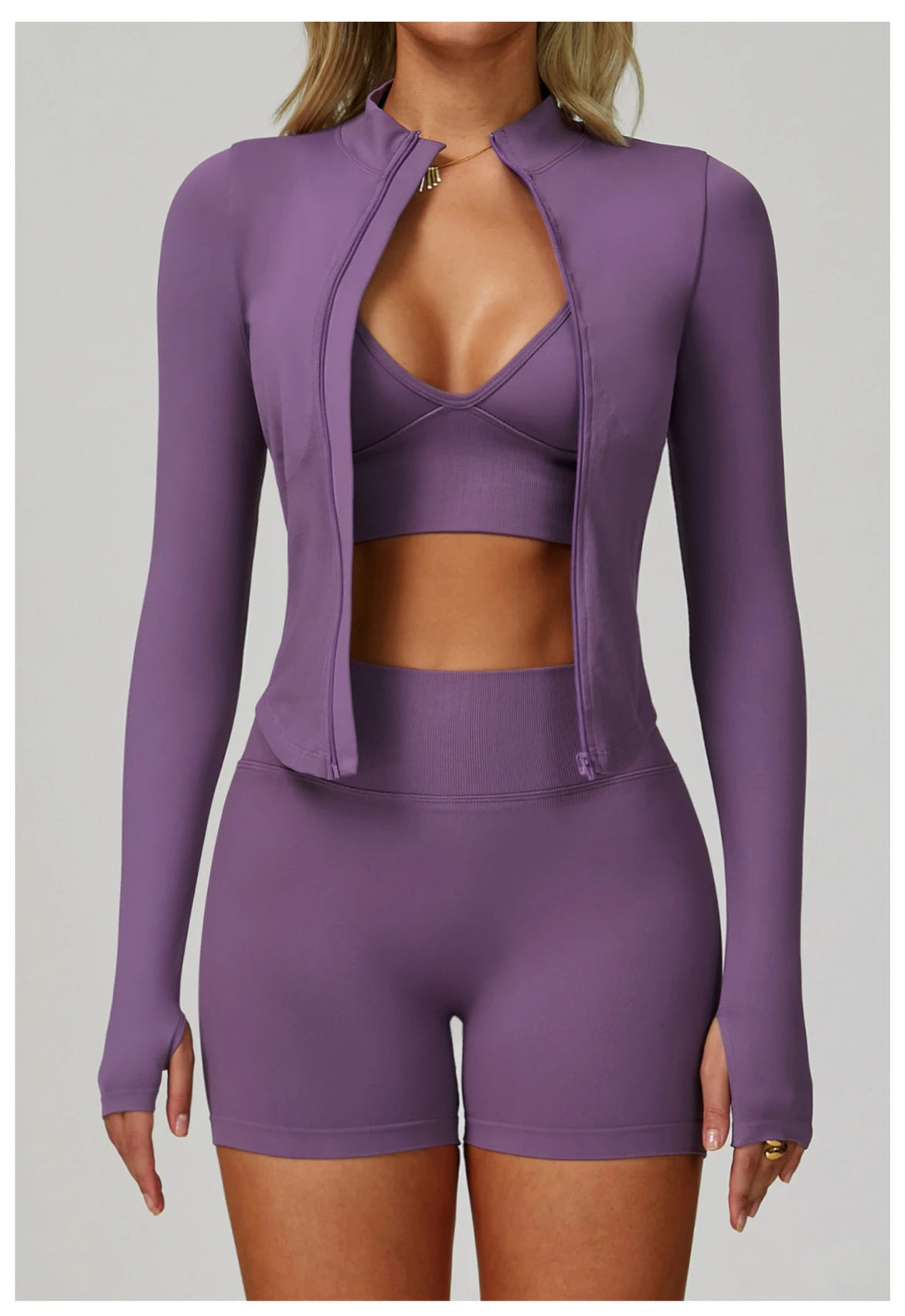 3PCS Yoga Set Seamless Sports Set Women Tracksuit Quick-Drying Gym Set Women Tracksuit Running Workout Long Sleeve Yoga Clothing