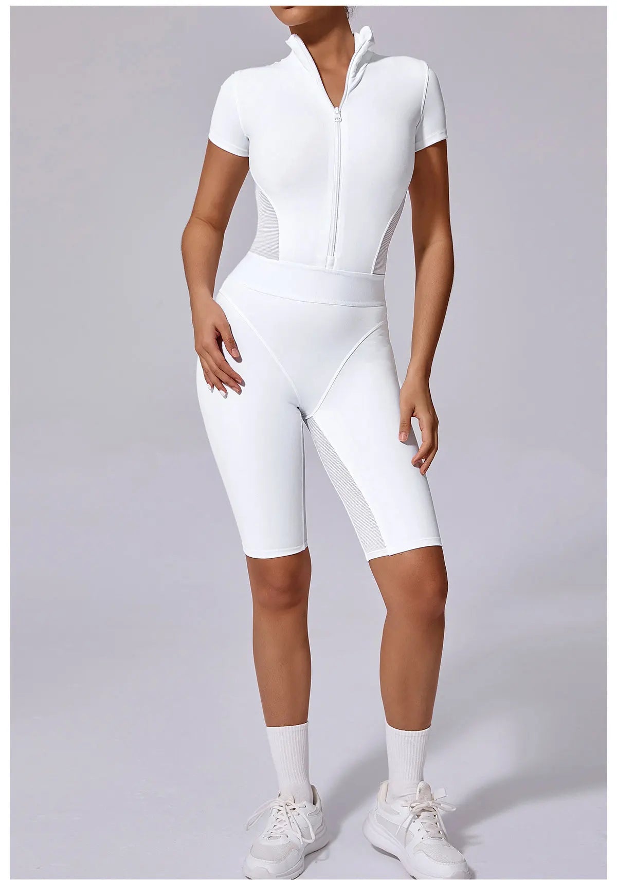 Women's Tracksuit Jumpsuits One-Piece Suit Zipper Short SleevesYoga Set Gym Push Up Workout Clothes Fitness Bodysuit Sportswear