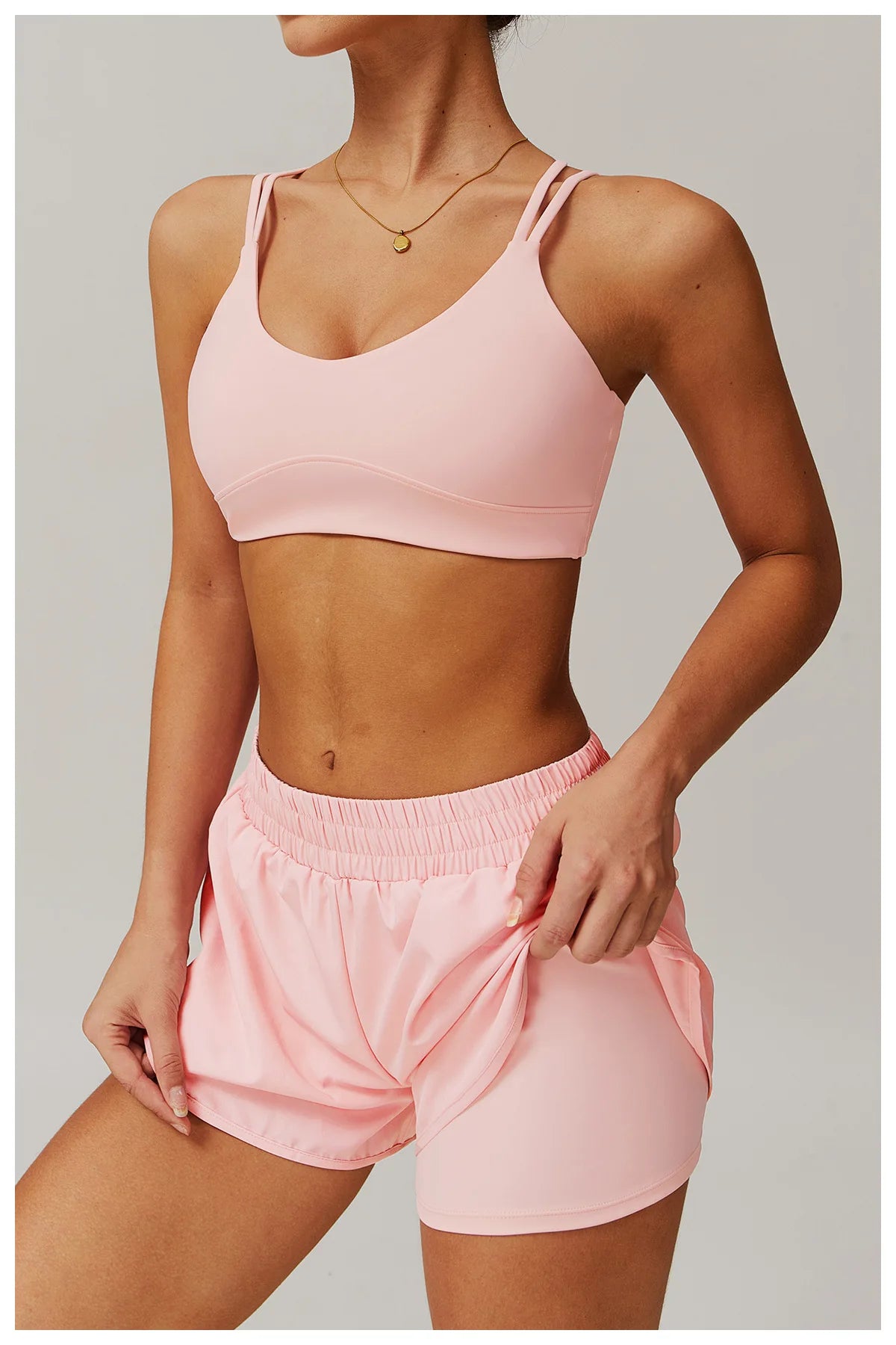 Yoga Shorts Women Fitness Shorts Running Cycling Shorts Breathable Sports High Waist Workout Gym Shorts Pocket Fake Two Pieces