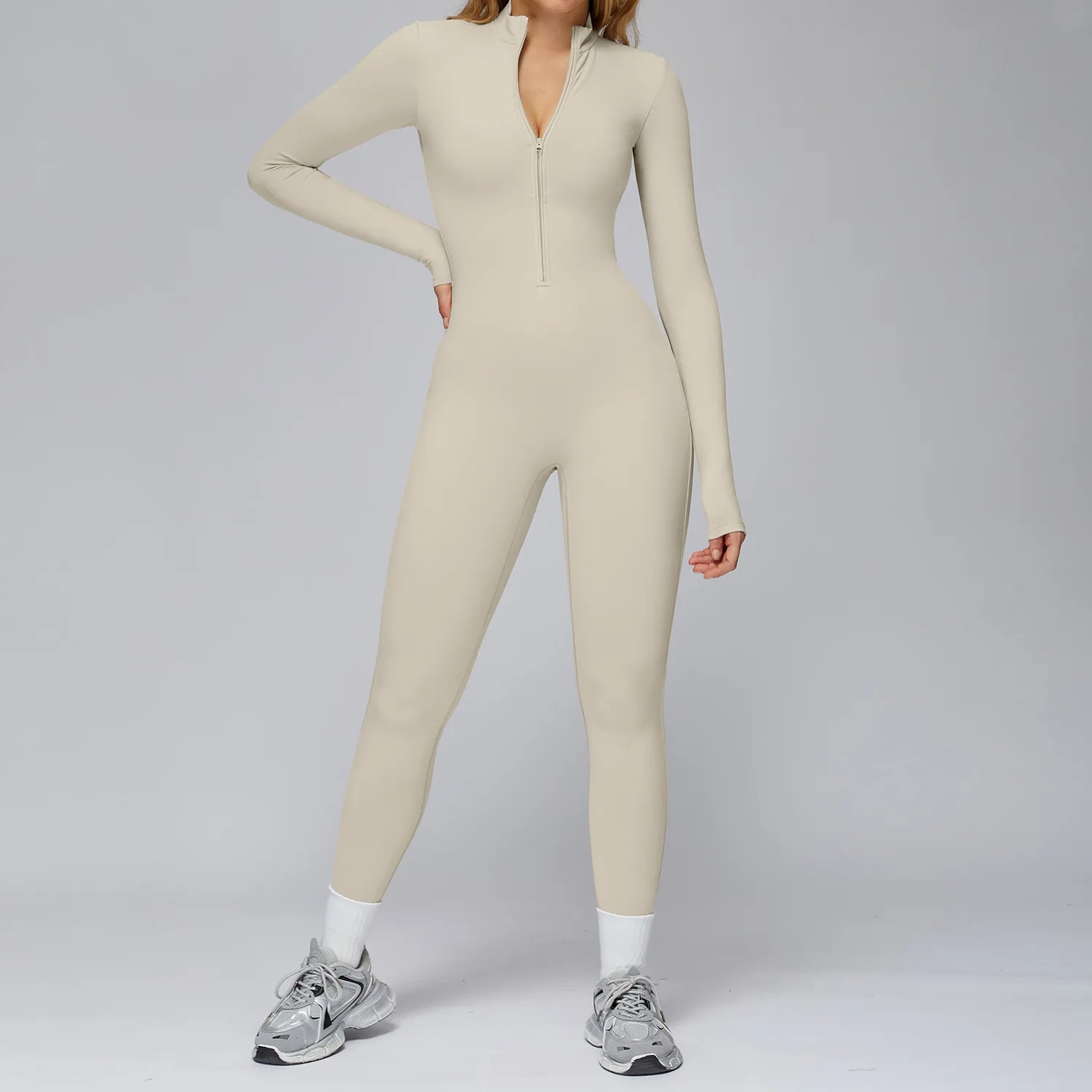 Winter Fleece Jumpsuit Women Tracksuit Yoga Set Zipper Rompers Long Sleeved Fitness Sports Bodysuit Gym Push Up Workout Clothes