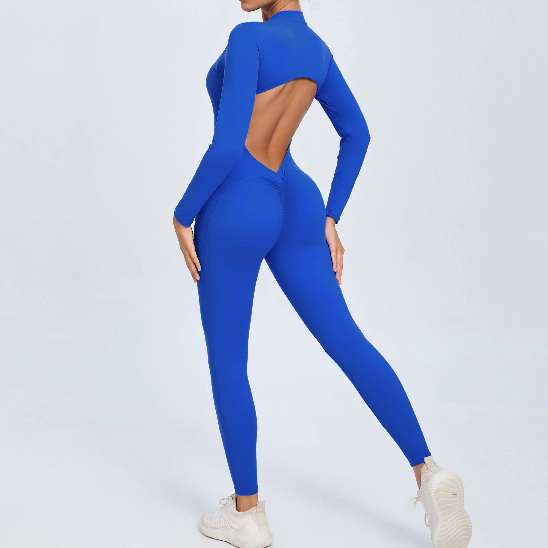 Backless Rompers Yoga Long Sleeved Women's Sportswear Gym Zipper Jumpsuits Workout Bodysuit Fitness One-piece Skin-tight Garment