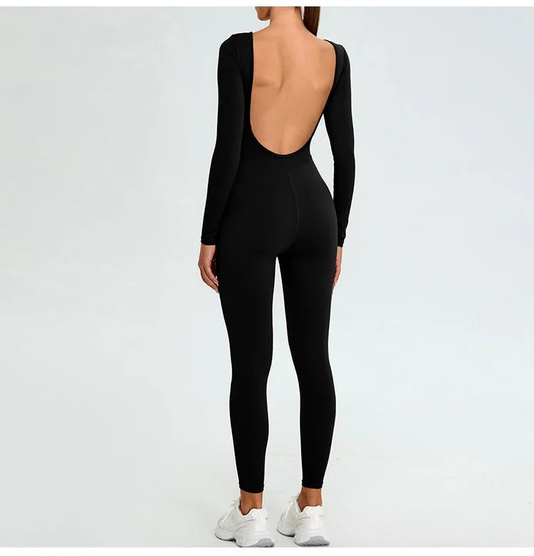 Fitness Rompers Women Gym Set Training Yoga Suit Sportswear Women Sports Jumpsuit Long Sleeved Stretch Push Up Workout Bodysuits