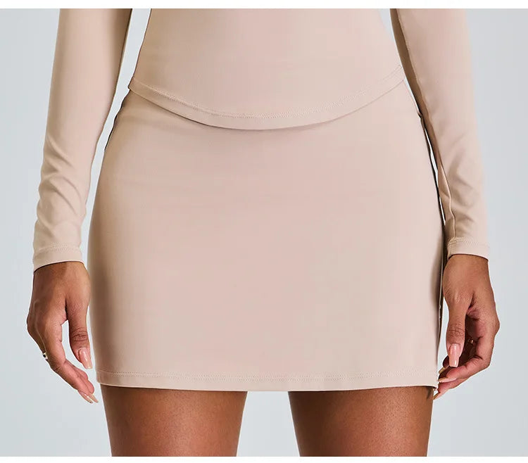 High Waist Sports Short Skirt Women's Yoga Short Skirt Running Training Fitness Tennis A-line Skirt Fake Two Yoga Short Skirts