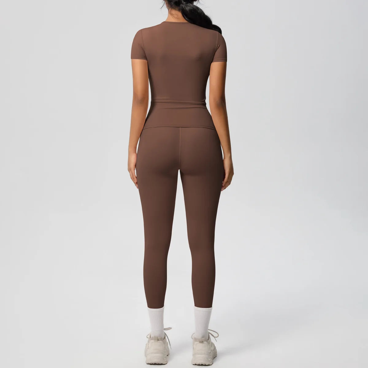 2PCS Yoga Set Women's Tracksuit Quick-Drying Gym Leggings Set Short Sleeve Breathable Gym Yoga Slim Fitness Active Top