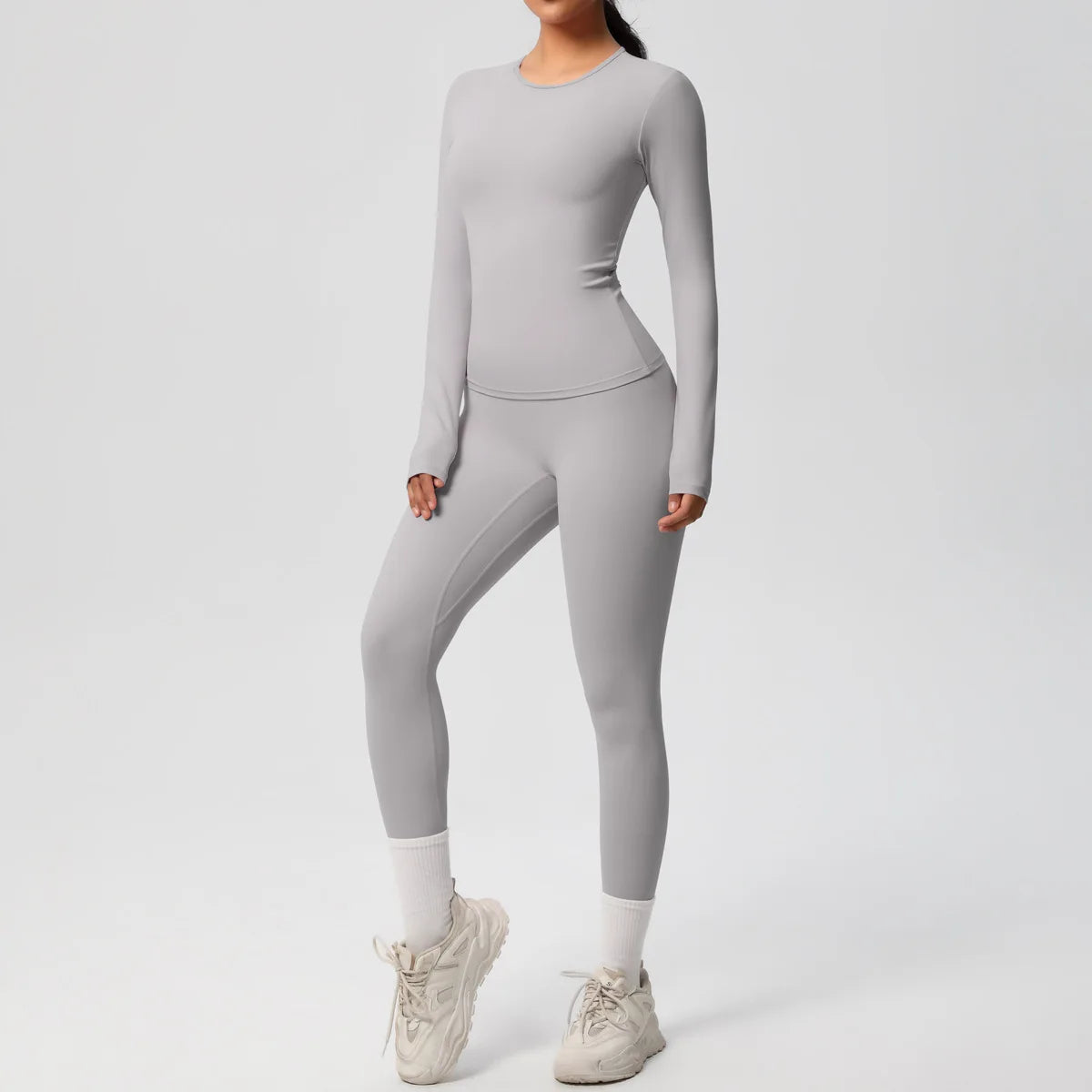 2PCS Yoga Suit Sports Set Women Sportswear Gym Set Women Tracksuit Running Workout Long Sleeve Sports Shirt Yoga Clothing