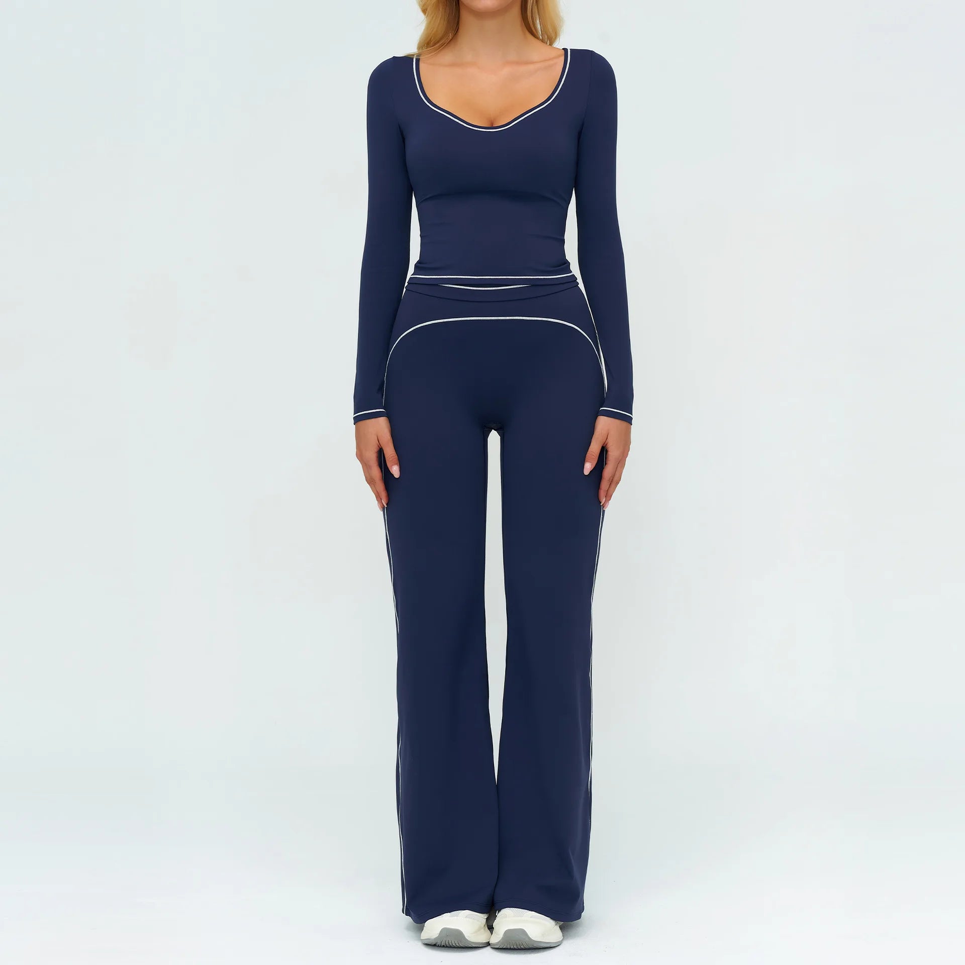 Yoga Set Women Tracksuit 2PCS Sportswear Workout Clothes Athletic Wear Gym Leggings Fitness Outfits Top Long Sleeve Sports Suits