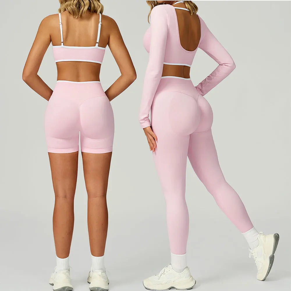 Seamless Yoga Set 2PCS Gym Workout Clothes Women Tracksuit Push Up Bra High Waist Leggings Fitness Top Sportswear Sports Suits