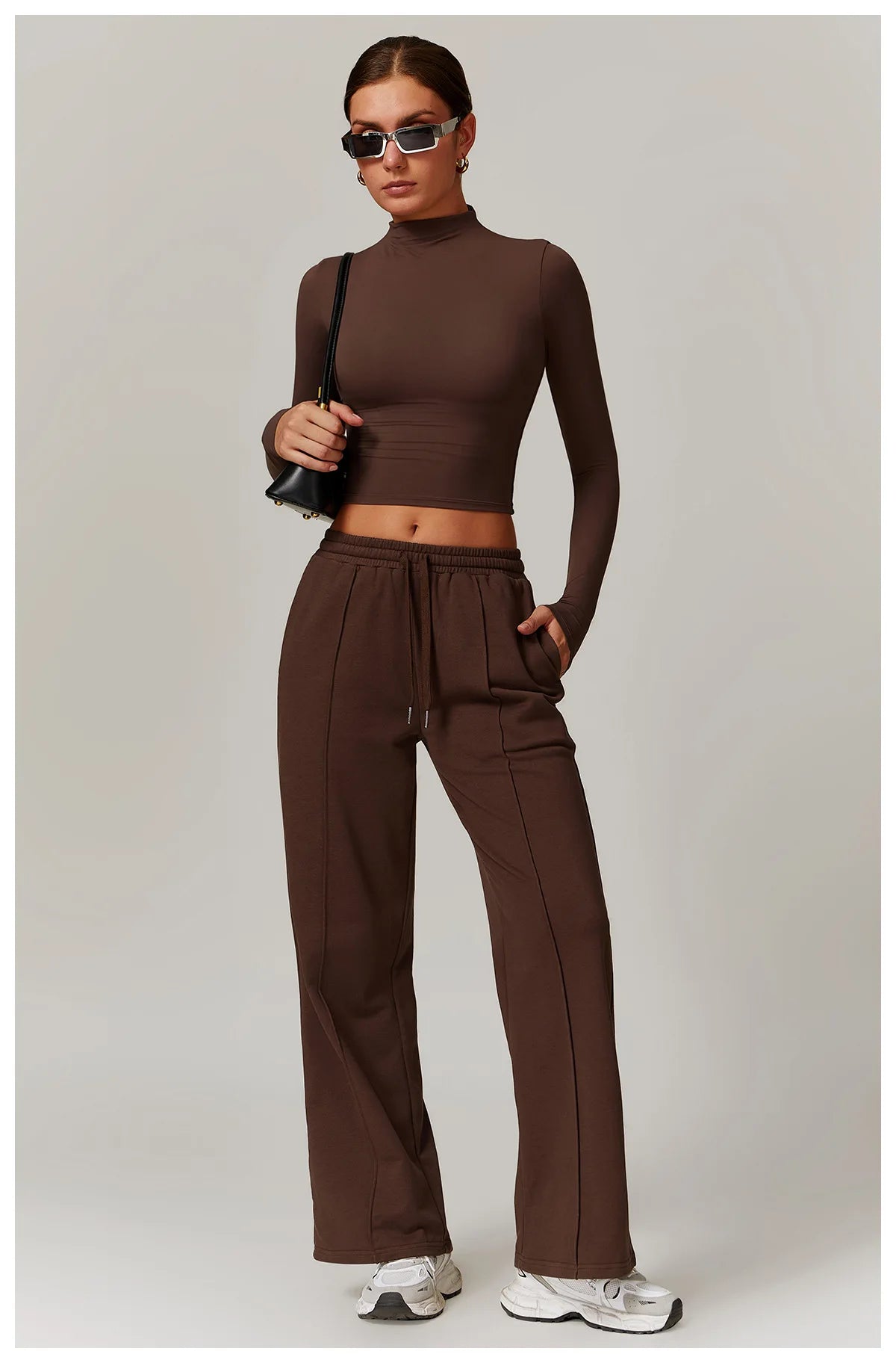 Winter High Waist Loose Fit Sports Sweatpants for Women Pocket Straight Leg Casual Pants Fitness Running Sports Pants for Women