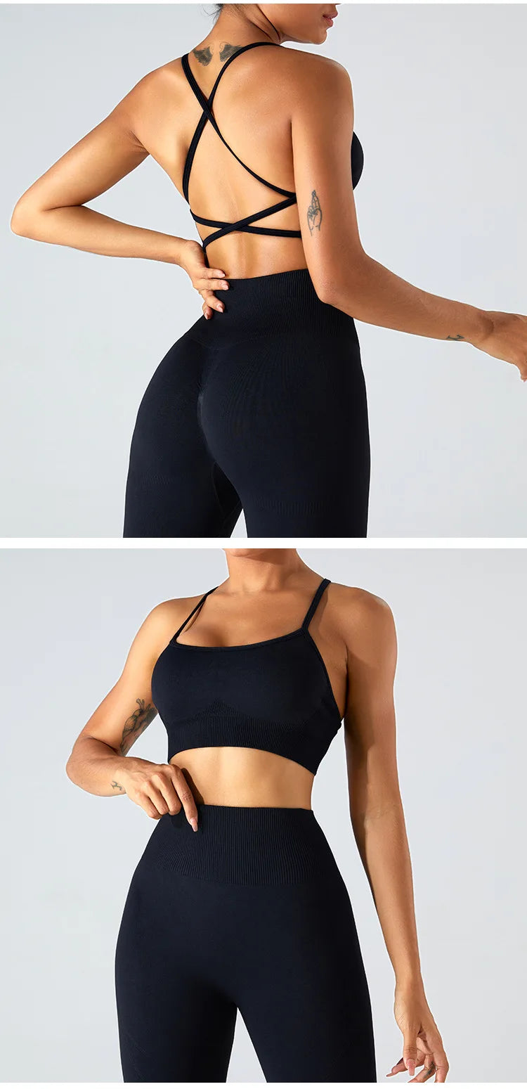Women Sports Underwear Cross Strap Top Women Push Up Sport Bra Yoga Gym Crop Top Brassiere Fitness Top Sport Bra Breathable Bras