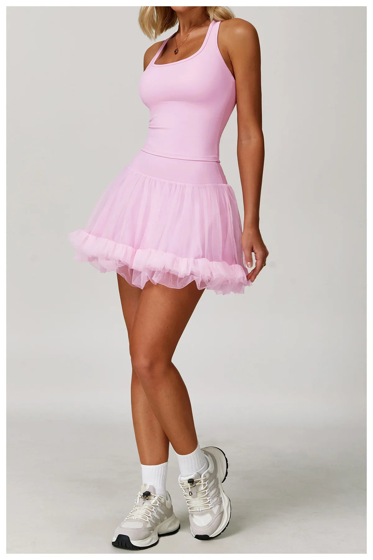 Summer Women's Yoga Short Skirt Anti Glare Short Skirt High Waist Tennis Skirt Casual A-line Half Skirt Mesh Sports Short Skirt