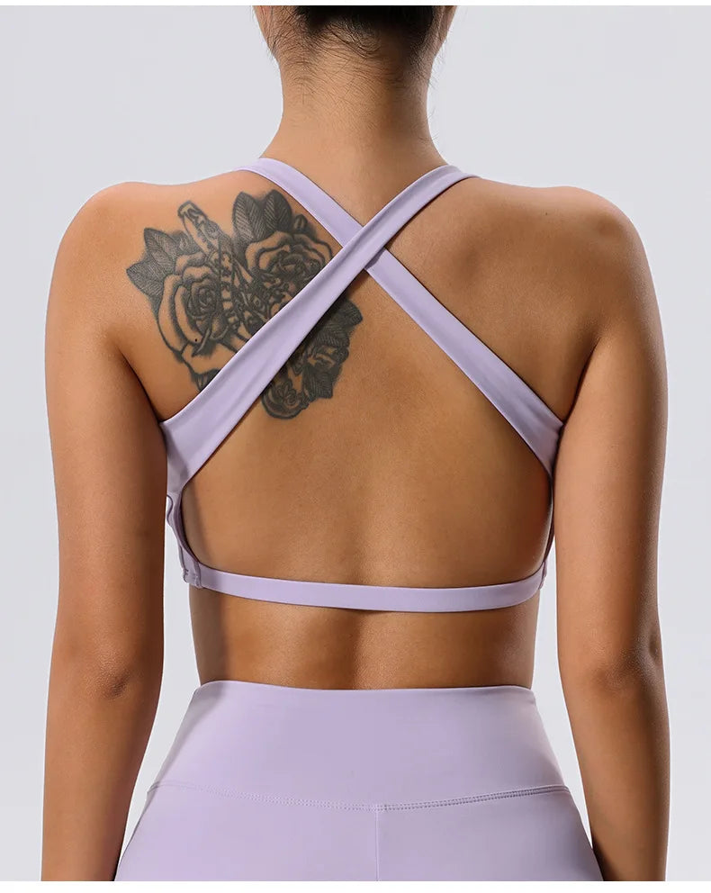 Push Up Sports Bra Women Underwear Cross Criss Top Padded Bralette Sports Bra Backless Training Fitness Workout Yoga Bra Women